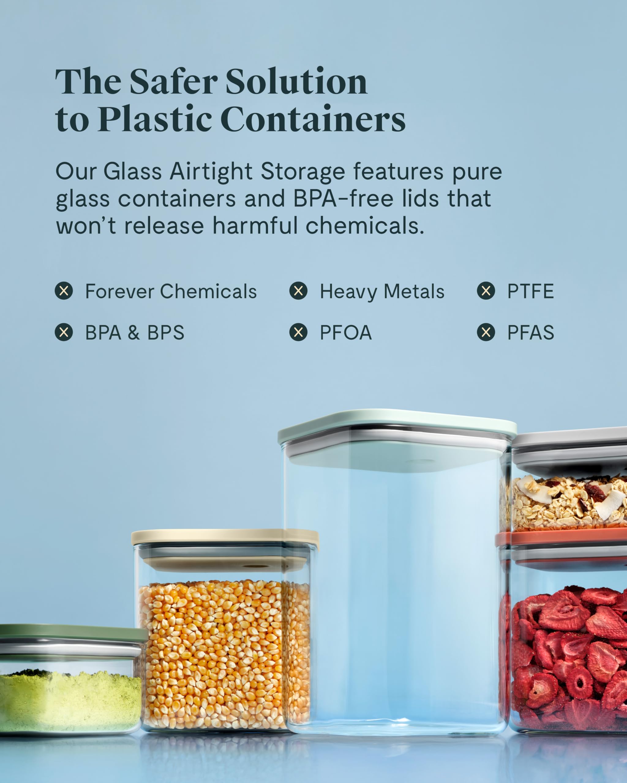 Caraway 13-Piece Glass Airtight Food Storage Containers with Lids – Non-Toxic, BPA-Free Kitchen Storage Containers – Stackable, Space-Saving Airtight Containers for Dry Goods and More - Navy