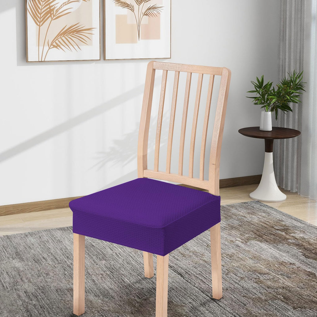 Smiry Stretch Jacquard Seat Covers for Dining Room Chairs Set of 6, Removable Washable Chair Seat Protector Slipcovers, No Rear Covers, Beige