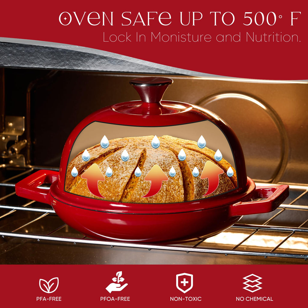CAROTE 2QT Enameled Cast Iron Dutch Oven Pot with Lid, Mini Round Dutch Oven for Small Sourdough Bread, Stews, Soups, Sauces, Beans, Rice, Serves 1-2, Dual Handles, Healthy & Non-Toxic, All Stovetop Compatible, Oven Safe up to 500° F, White