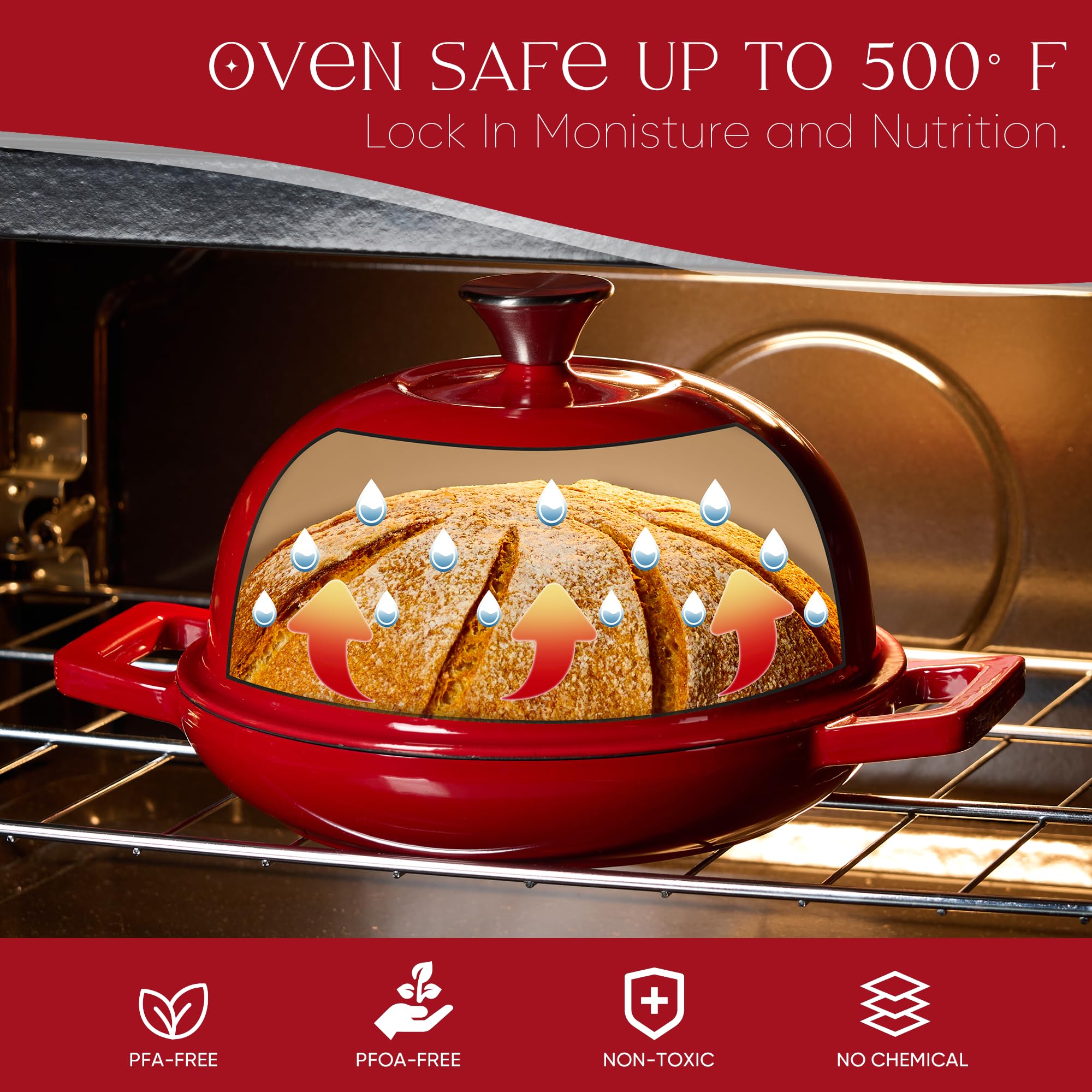CAROTE 2QT Enameled Cast Iron Dutch Oven Pot with Lid, Mini Round Dutch Oven for Small Sourdough Bread, Stews, Soups, Sauces, Beans, Rice, Serves 1-2, Dual Handles, Healthy & Non-Toxic, All Stovetop Compatible, Oven Safe up to 500° F, White