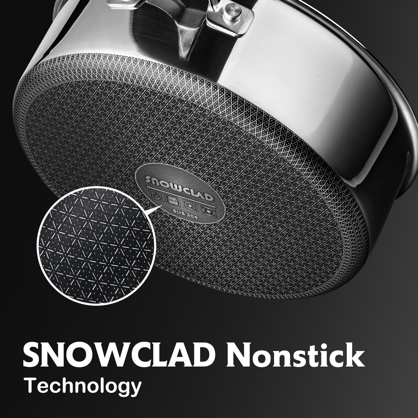 SNOWCLAD Frying Pans Nonstick with Lid,Hybrid Non Stick 5 Quart Saute pan,PFOA Free Cookware,Stainless Steel skillet,12 inch Deep Saute Pan,Dishwasher&Oven Safe,Works on All Cooktops