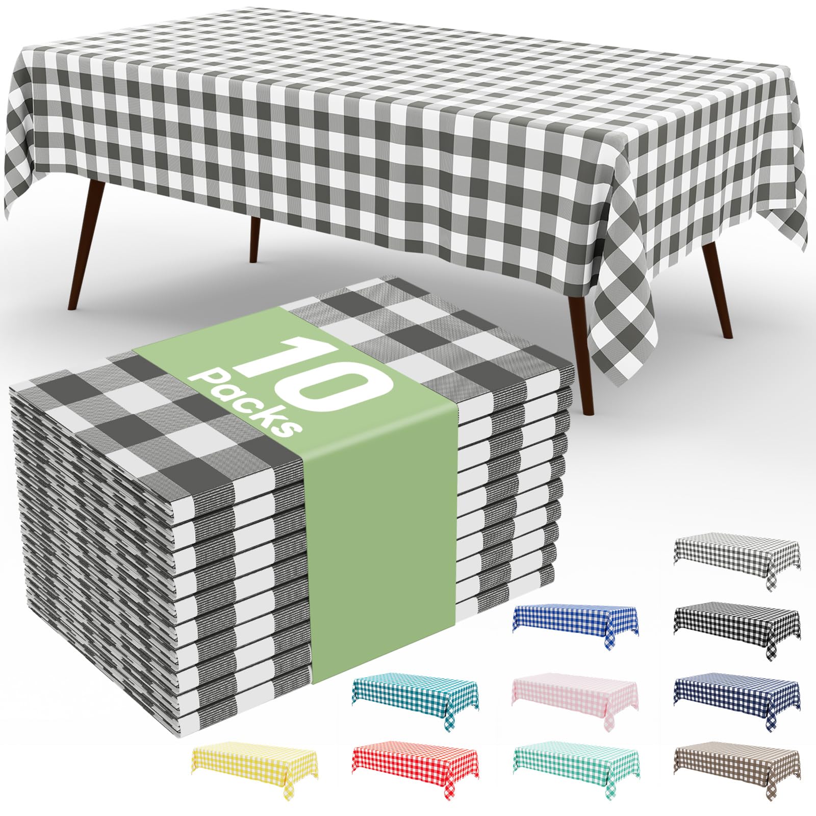 Smiry 3 Pack Red Gingham Disposable Tablecloths - 54" x 108" Heavy Duty Plastic Table Cloth, Waterproof Buffalo Plaid Table Covers for Picnic, Banquets, Outdoor Parties