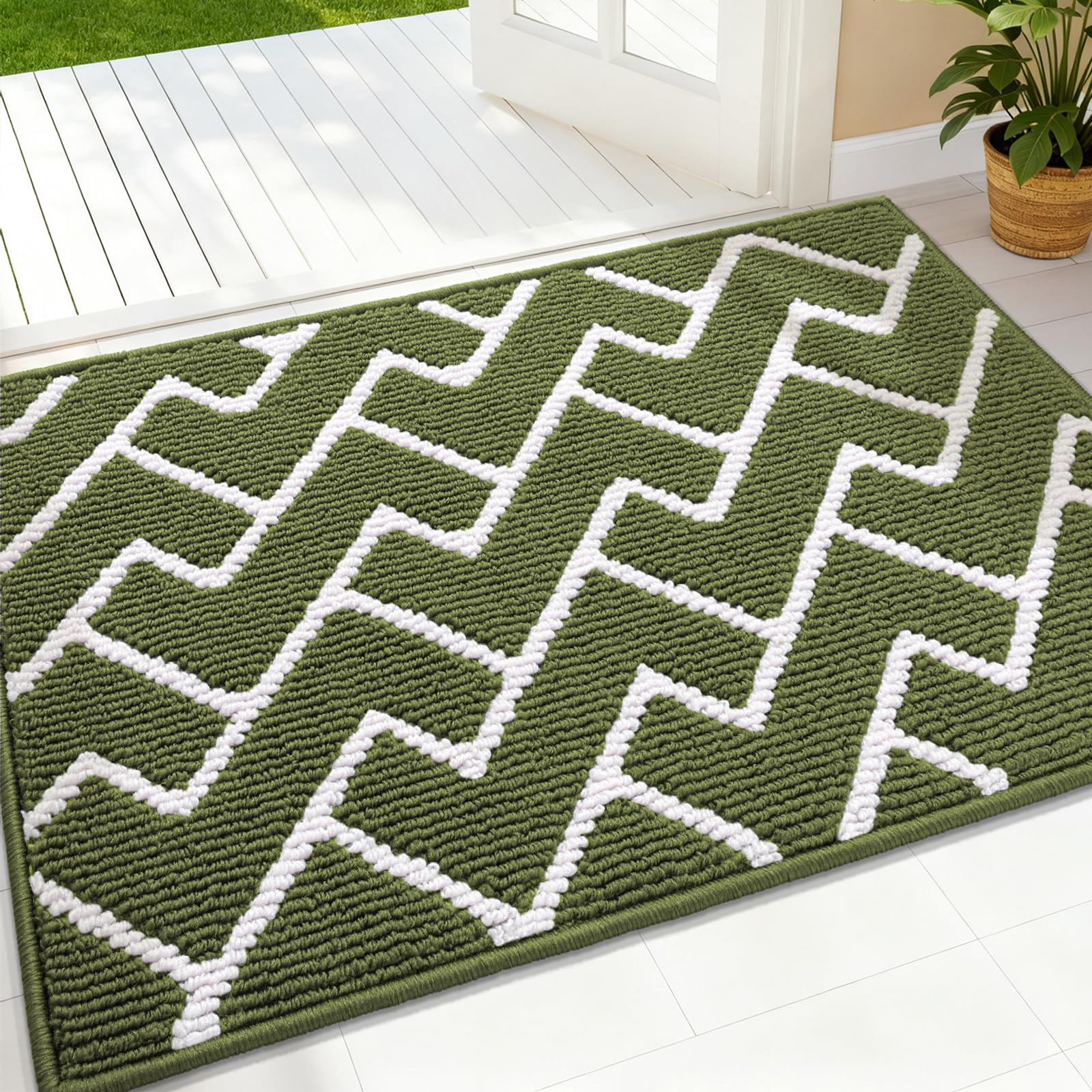 OLANLY Front Door Mat, Non-Slip Rubber Backing, Dirt Resistant and Absorbent, Washable, Easy to Clean Low-Profile Indoor Doormat for Back Door, Entryway, Inside Entrance, 32x20, Grey