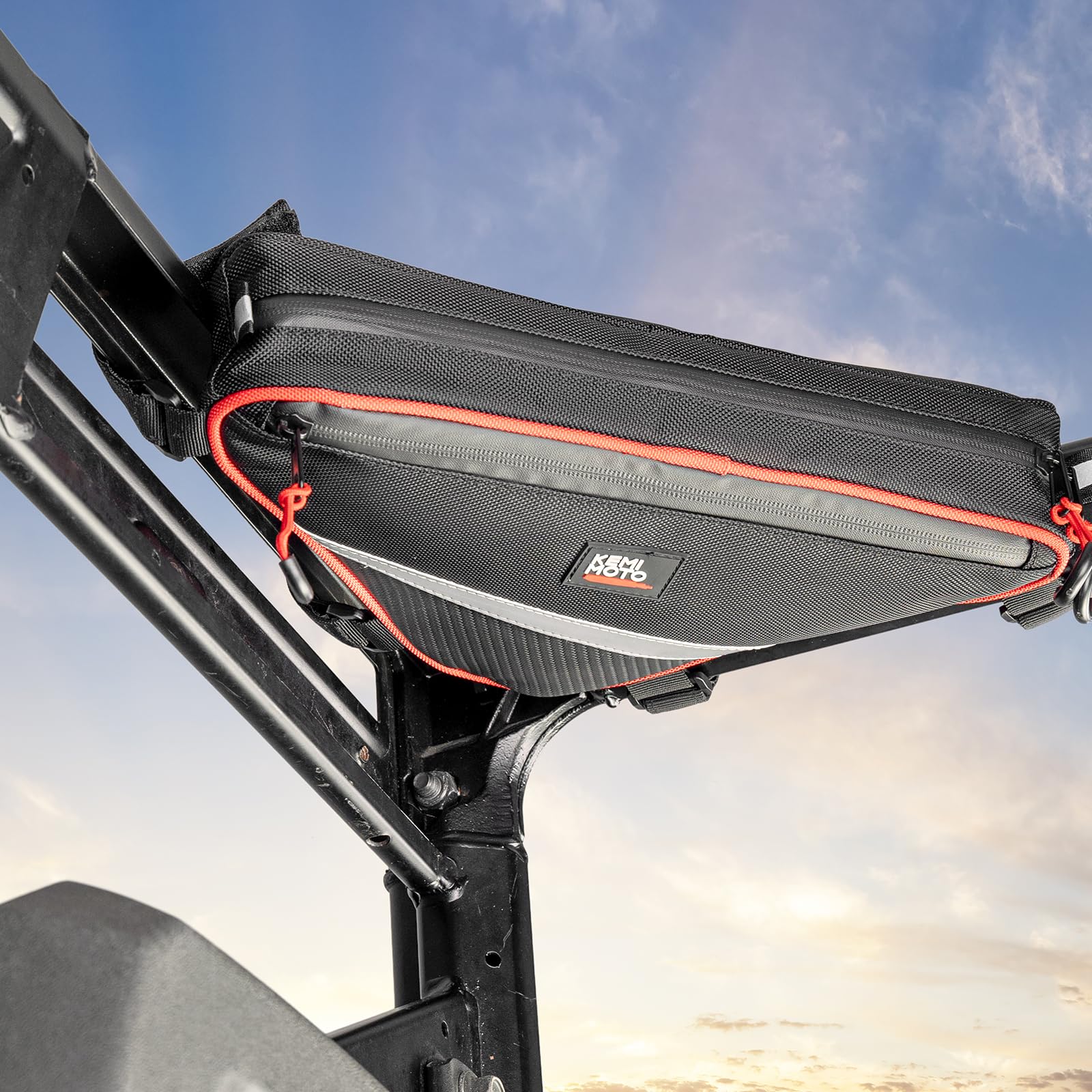 KEMIMOTO UTV Roll Bar Triangle Storage Bag, 2 Packs Water Resistant Universal Roof/Door/Side Armrest Bag Compatible with Most UTV, Road and Mountain Bikes