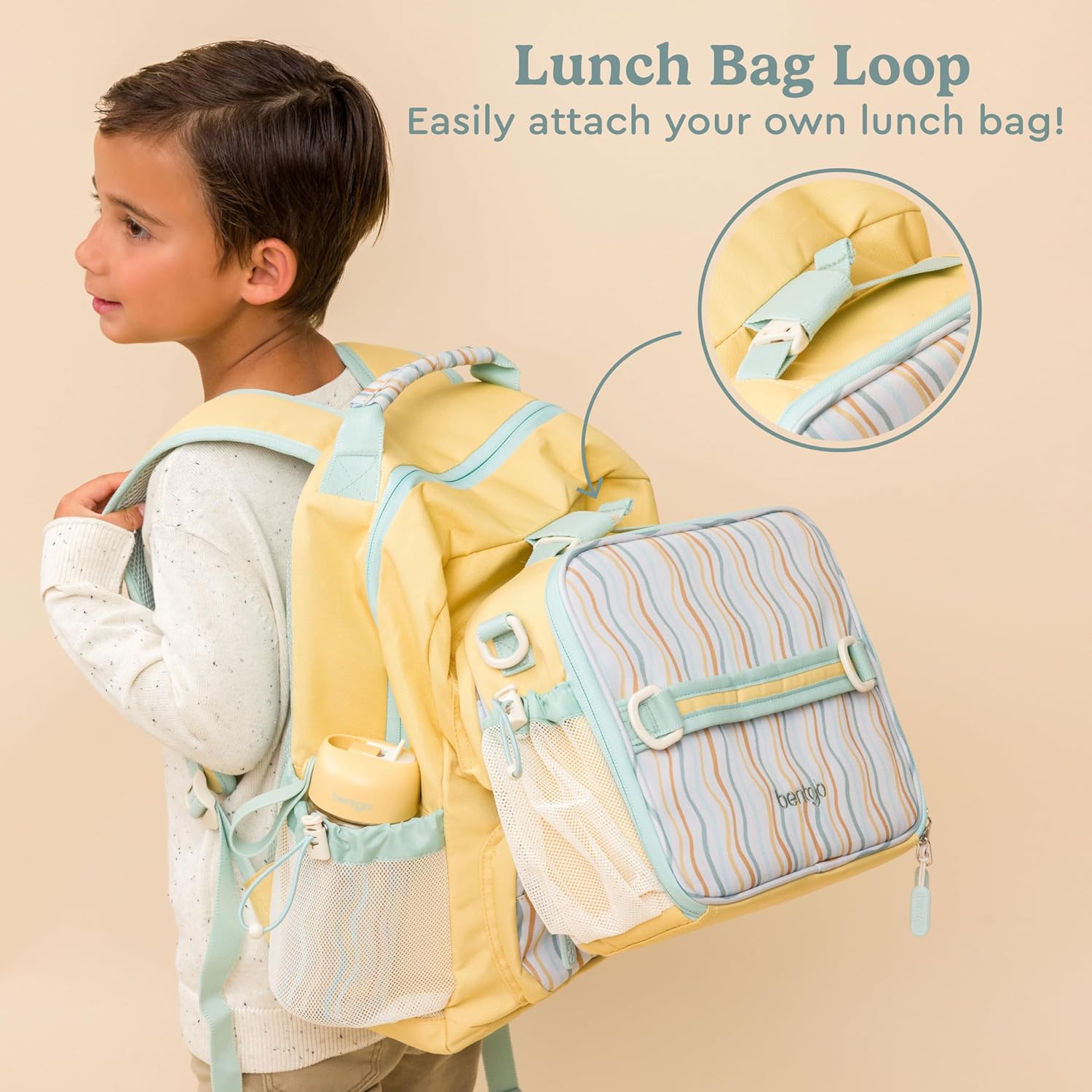 Bentgo® Kids 14” Backpack Set With Kids Prints Lunch Box (Wavy)