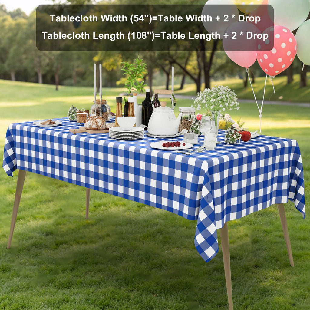 Smiry 3 Pack Red Gingham Disposable Tablecloths - 54" x 108" Heavy Duty Plastic Table Cloth, Waterproof Buffalo Plaid Table Covers for Picnic, Banquets, Outdoor Parties