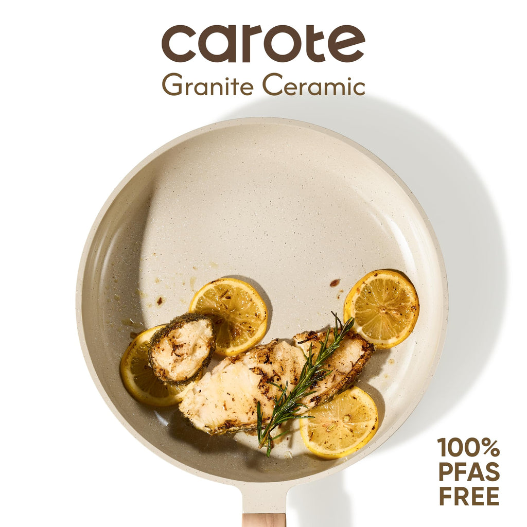 CAROTE 14Pcs Pots and Pans Set Non stick, Ceramic Cookware Set, Non-toxic Kitchen Cooking Set, PFAS and PFOA Free