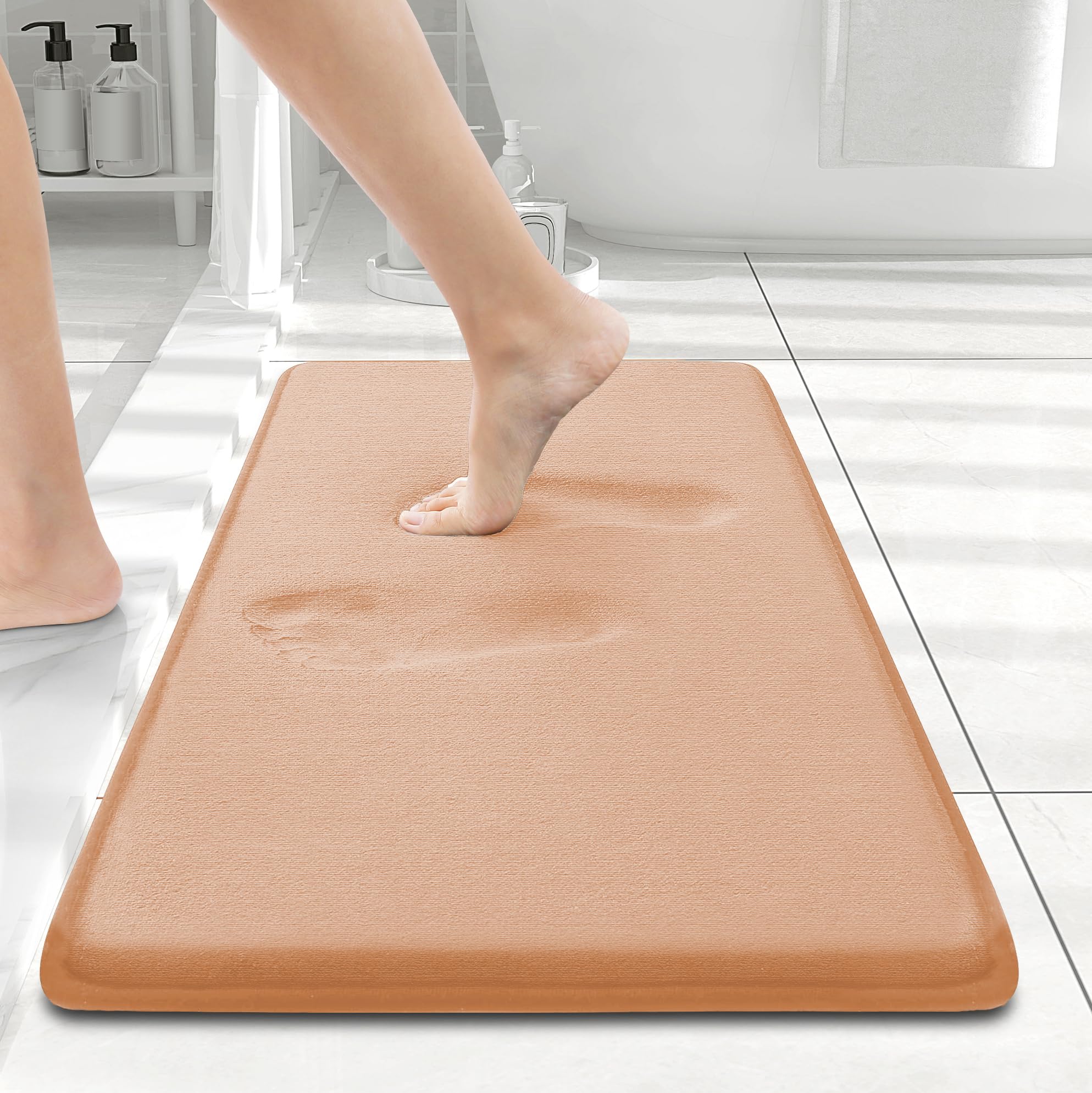 Smiry Memory Foam Bath Mat 30x20, Extra Soft and Absorbent Bathroom Mats, Non Slip Washable Carpet for Floor, Shower and Tub, Black