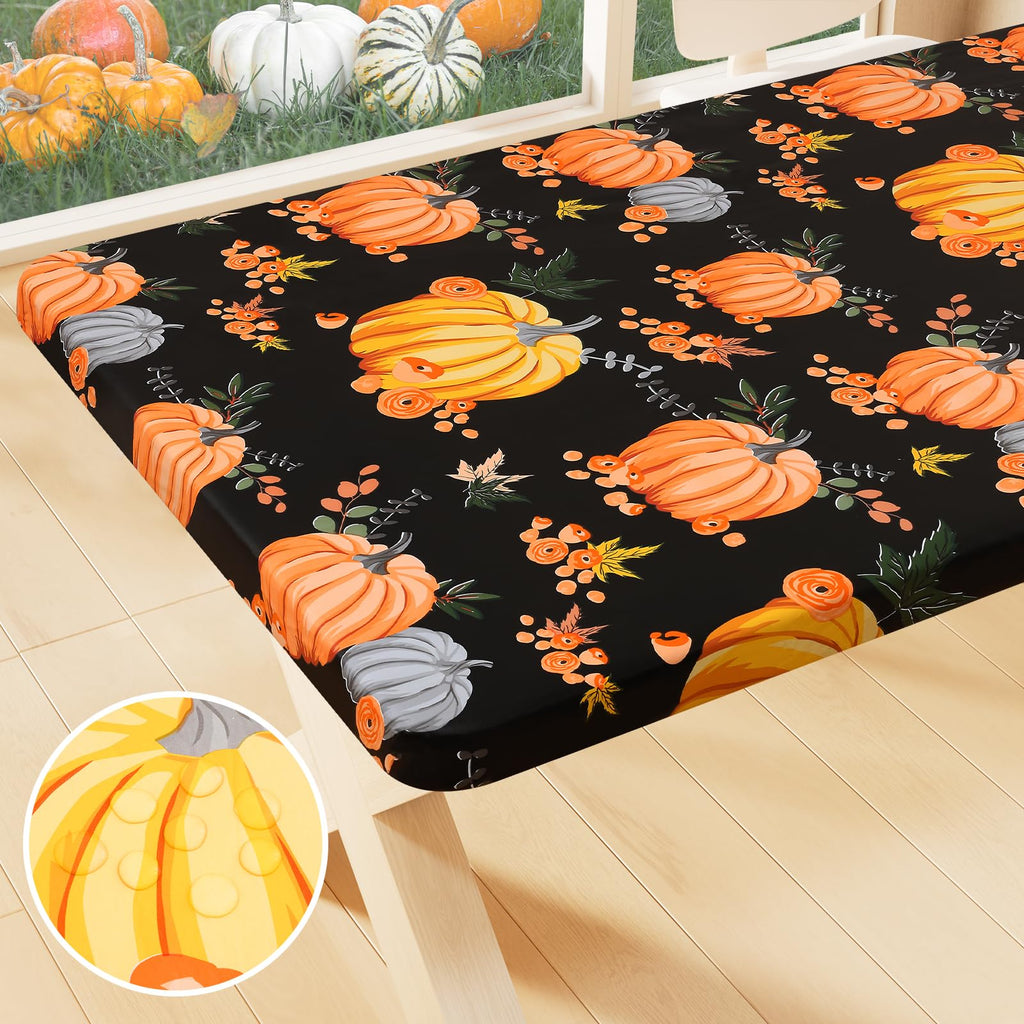 Smiry Rectangle Table Cloth Cover, Waterproof Elastic Fitted Picnic Tablecloth for 6 Foot Tables, Wipeable Flannel Backed Vinyl Tablecloths for Camping, Dining, Outdoor (Beige Wood, 30" x 72")