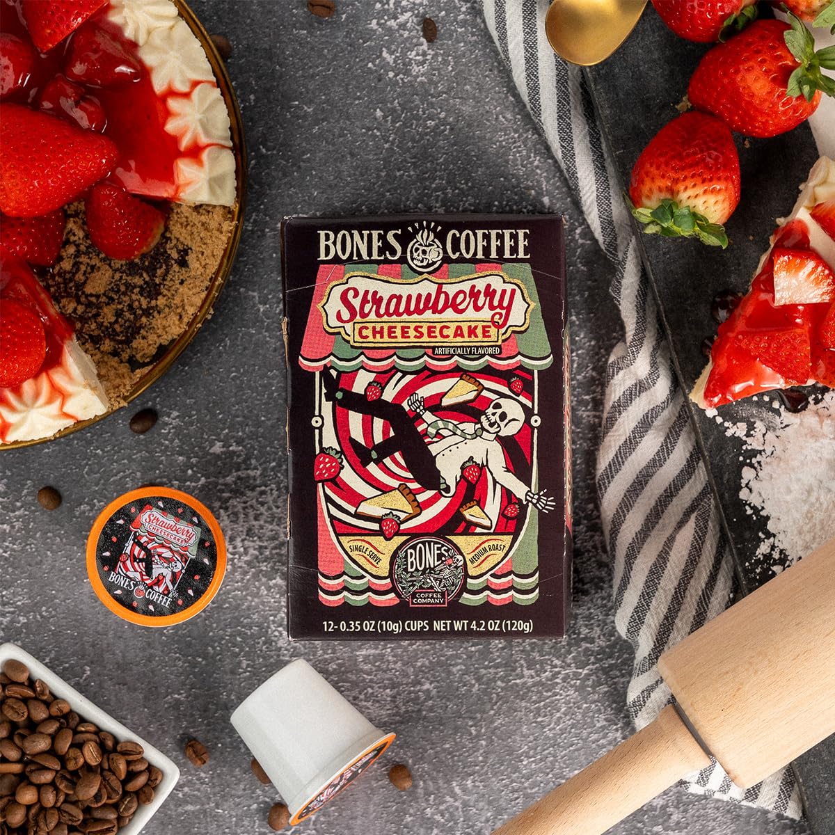 Bones Coffee Company Flavored Coffee Bones Cups Highland Grog Butterscotch Caramel | 12ct Single-Serve Coffee Pods Compatible with Keurig 1.0 & 2.0 Keurig Coffee Maker