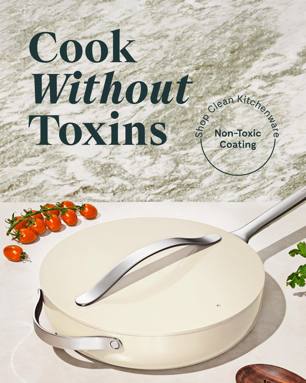 Caraway Nonstick Ceramic Sauté Pan with Lid (4.5 qt, 11.8") - Non Toxic, PTFE & PFOA Free - Oven Safe & Compatible with All Stovetops (Gas, Electric & Induction) - Cream
