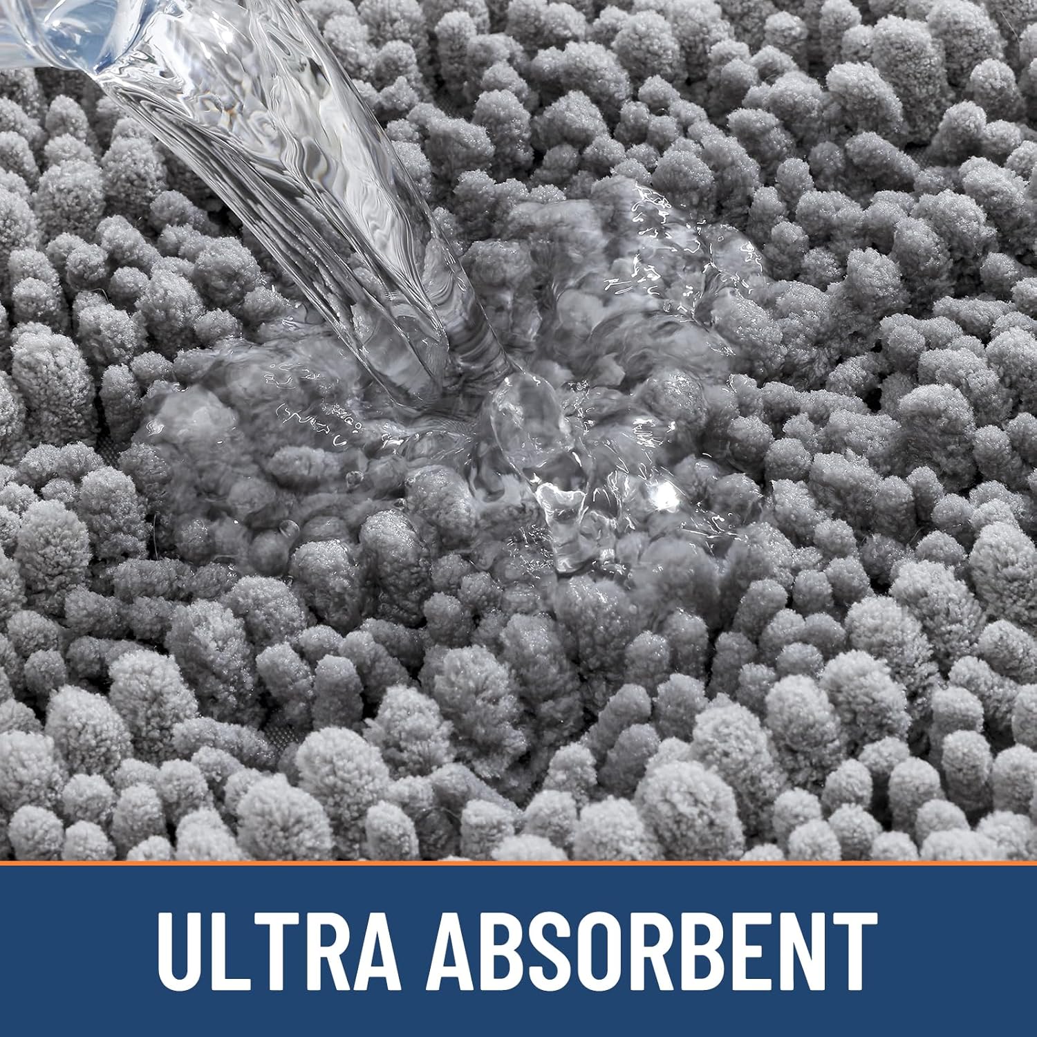 Smiry Bathroom Rugs Mat 30x20, Extra Soft Absorbent Chenille Bath Rugs, Non Slip Rubber Backing Machine Washable Quick Dry Bath Mats for Bathroom Floor, Tub, Shower, Home Decor Accessories, Grey