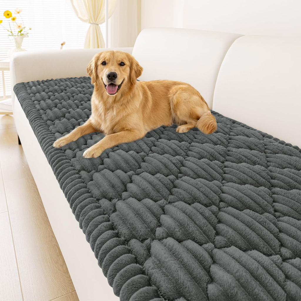 Smiry Pet Couch Cover for Dogs Washable, Non-Slip Fuzzy Couch Covers for 3 Cushion Sofa Pet Friendly, Soft Thick Furniture Protector Sofa Slipcover Mat for Dogs (Camel, 27.6" x 59")
