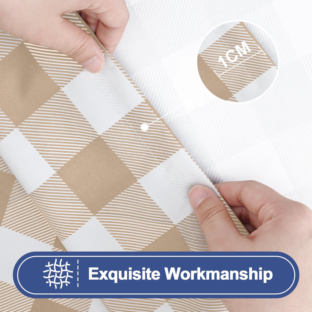 Smiry Picnic Table Cover with Bench Covers, Waterproof Elastic Fitted Tablecloths for 6 Foot Rectangle Tables, Washable Buffalo Plaid Tablecloth for Camping, Outdoor (Black & White, 30"x72")