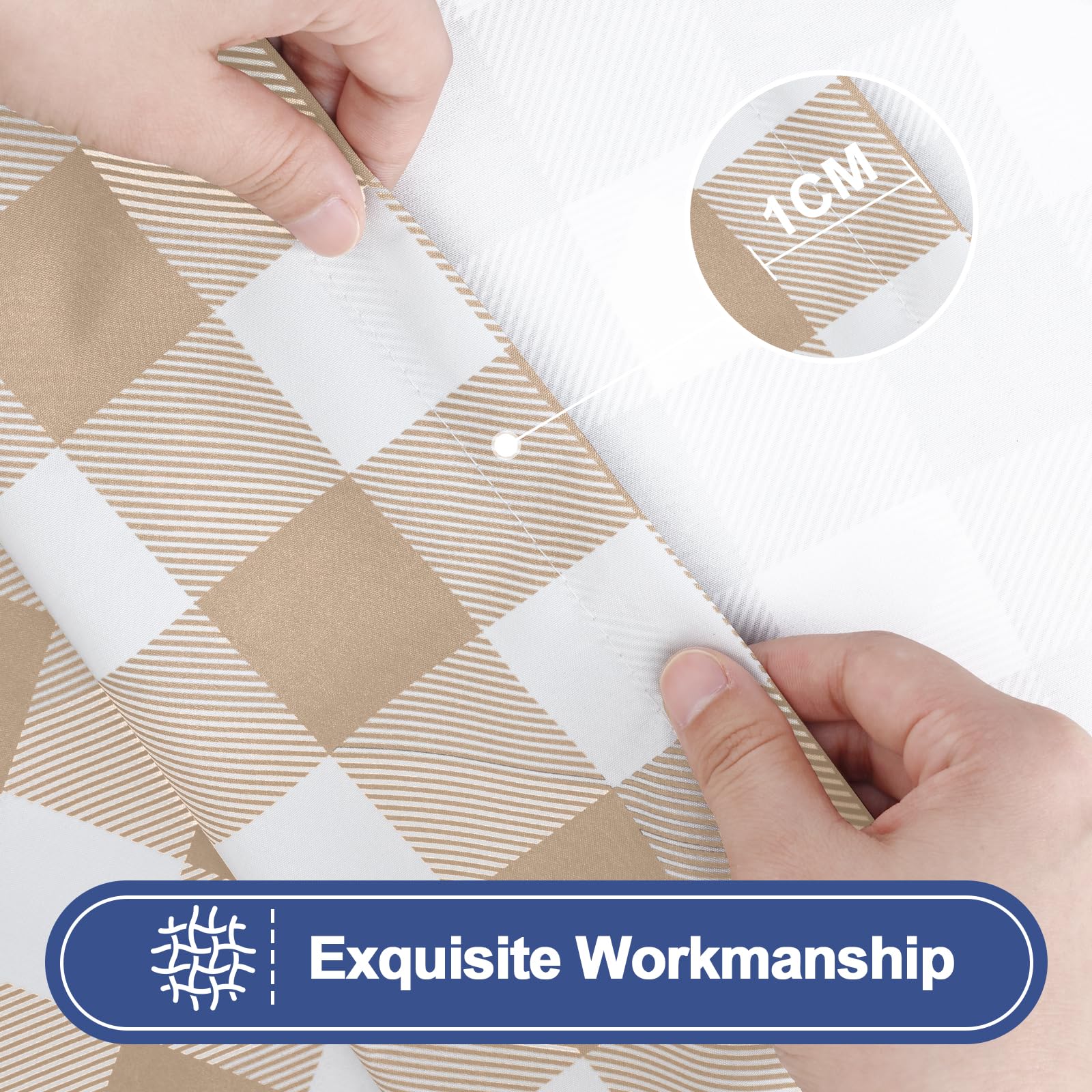 Smiry Picnic Table Cover with Bench Covers, Waterproof Elastic Fitted Tablecloths for 6 Foot Rectangle Tables, Washable Buffalo Plaid Tablecloth for Camping, Outdoor (Black & White, 30"x72")