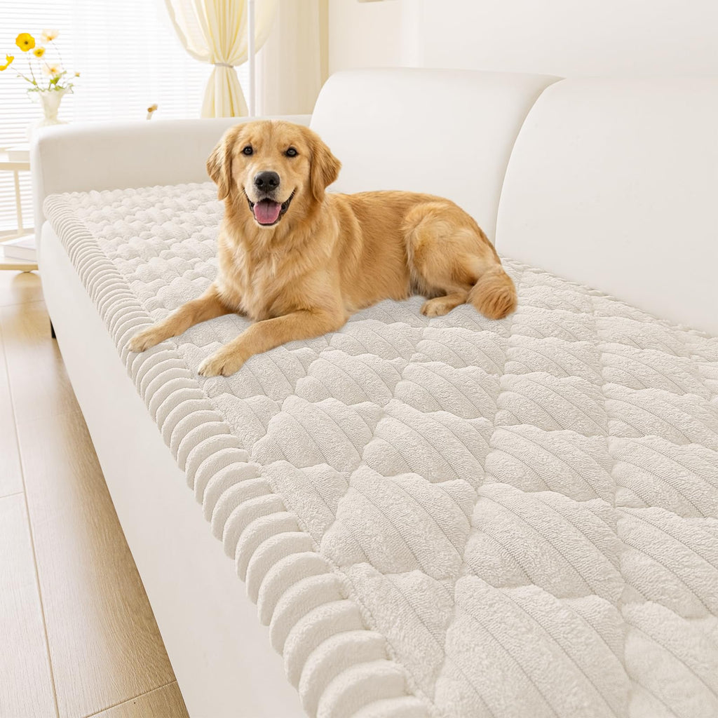 Smiry Pet Couch Cover for Dogs Washable, Non-Slip Fuzzy Couch Covers for 3 Cushion Sofa Pet Friendly, Soft Thick Furniture Protector Sofa Slipcover Mat for Dogs (Camel, 27.6" x 59")