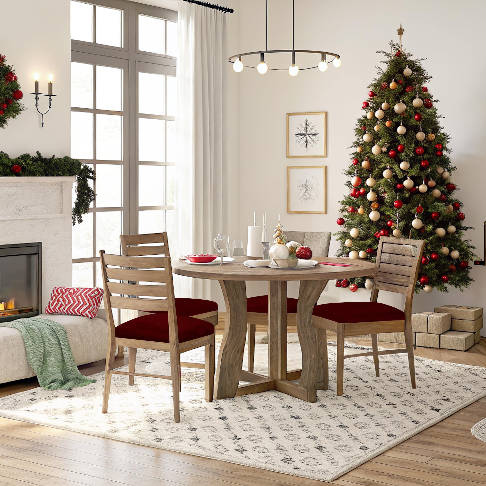 Smiry Velvet Seat Covers for Dining Room Chair Set of 4, Stretch Fit Removable Washable Chair Seat Cushion Protector Slipcovers with Ties, Black