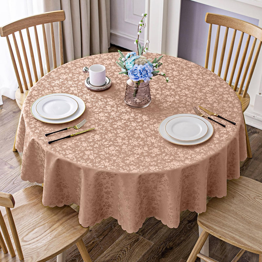 Smiry Rectangle Table Cloth, Waterproof Heavy Duty Vinyl Tablecloths, Wipeable Washable Table Cover for Kitchen and Dining Room (Beige, 60" X 84")