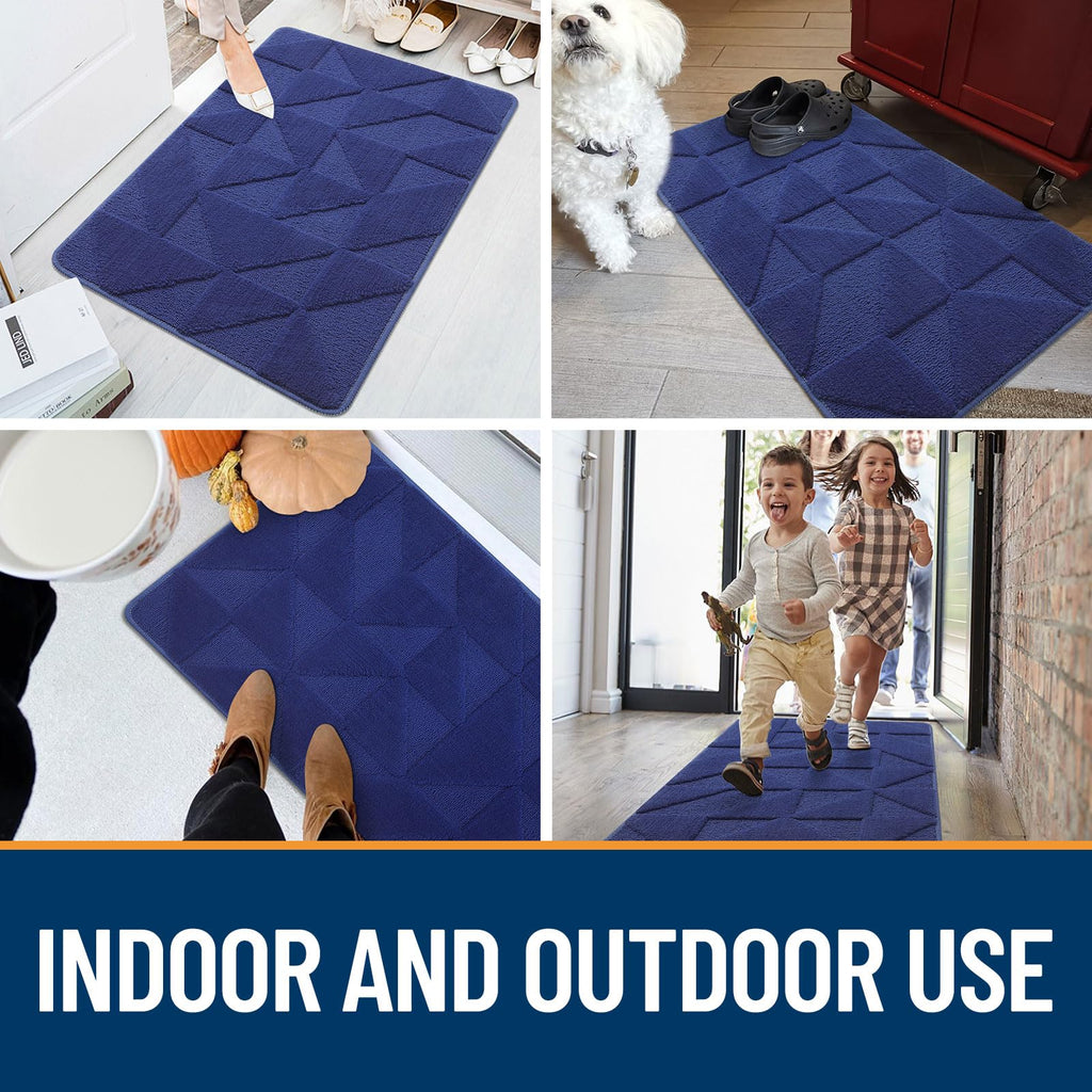 OLANLY Door Mats Indoor, Non-Slip, Absorbent, Dirt Resist, Entrance Washable Mat, Low-Profile Inside Entry Doormat for Entryway (32x20 inches, Grey)