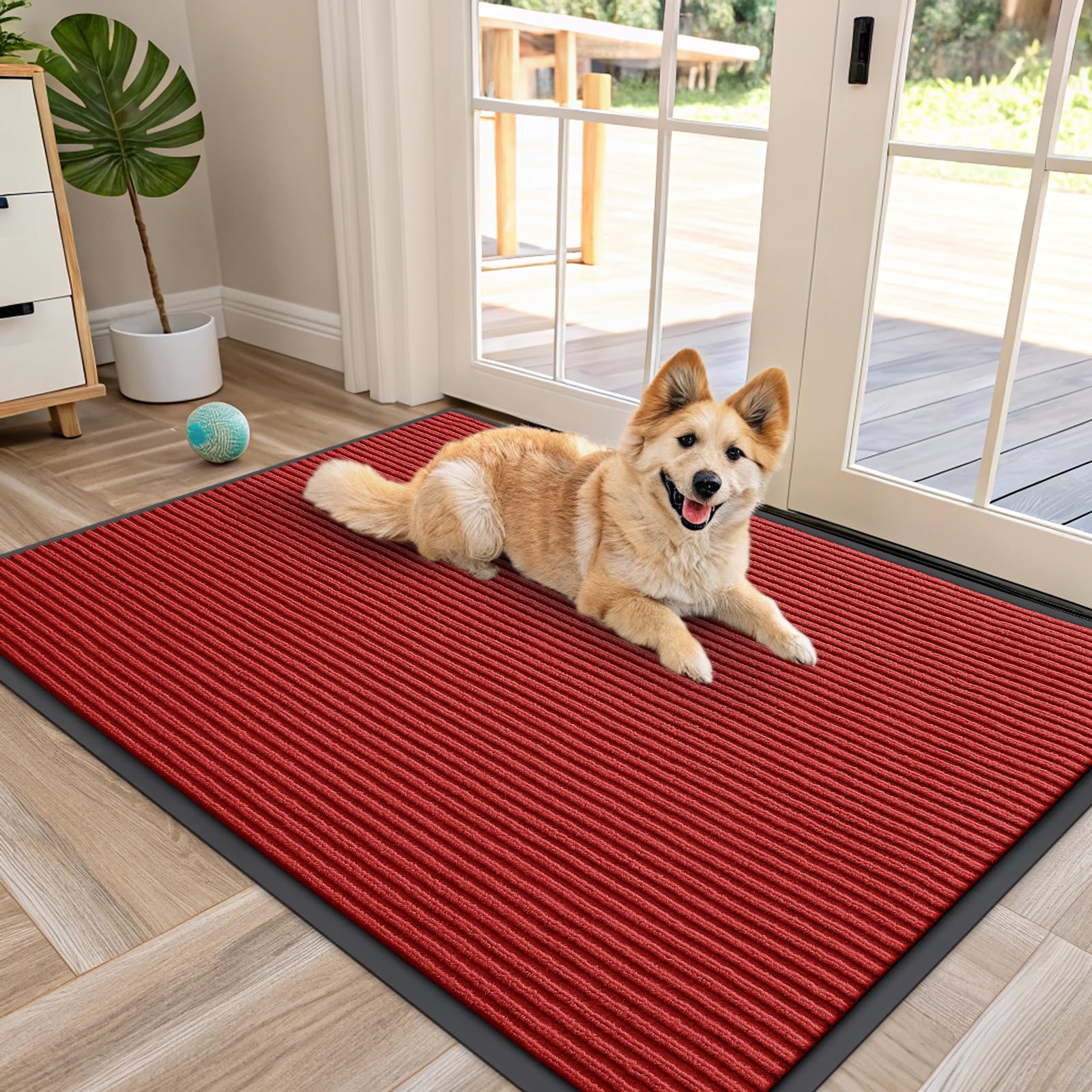 OLANLY Front Door Mat Indoor Outdoor Entrance, Waterproof Heavy Duty Doormat, Fade Resistant, Low Profile, Easy Clean Patio Porch Welcome Floor Mats for Entry, 29.5x17, Grey