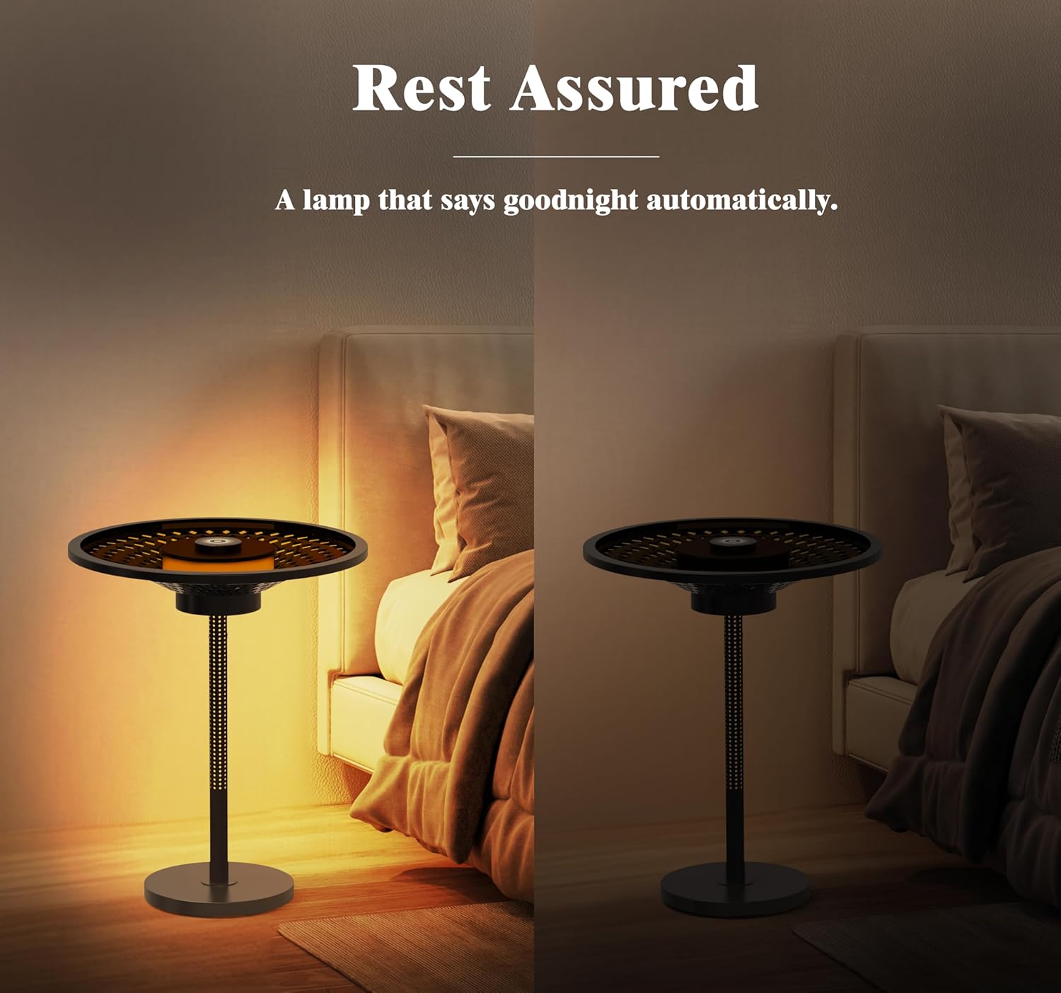 JOOFO End Table, Side Table with Ambient Light and Wireless Charging, Nightstand, Small End Table for Bedroom and Living Room, Lamp Table with Touch Dimming, Accent Table, Black