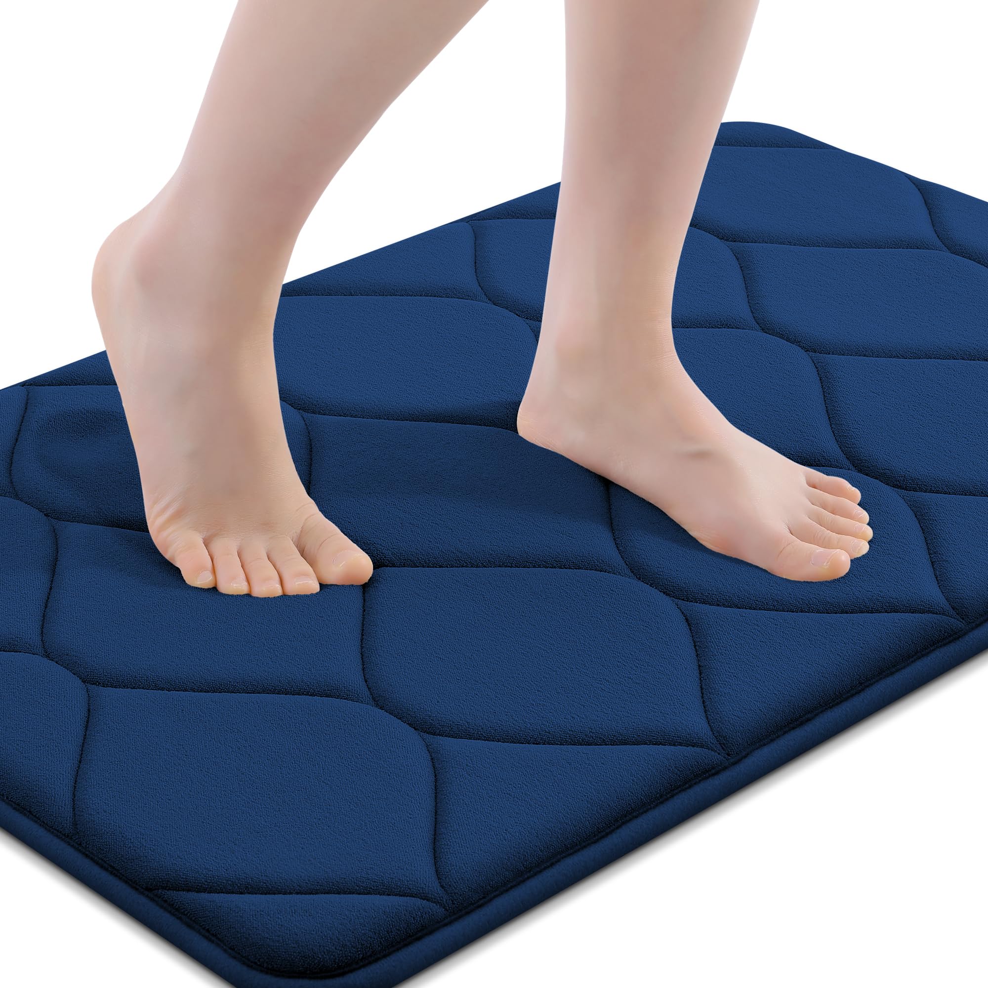 Smiry Memory Foam Bath Mat 30''x20'', Ultra Soft Non-Slip Bathroom Rug, Plush Water Absorbent Quick Dry and Machine Washable Floor Mat for Shower, Tub & Home Decor, Grey