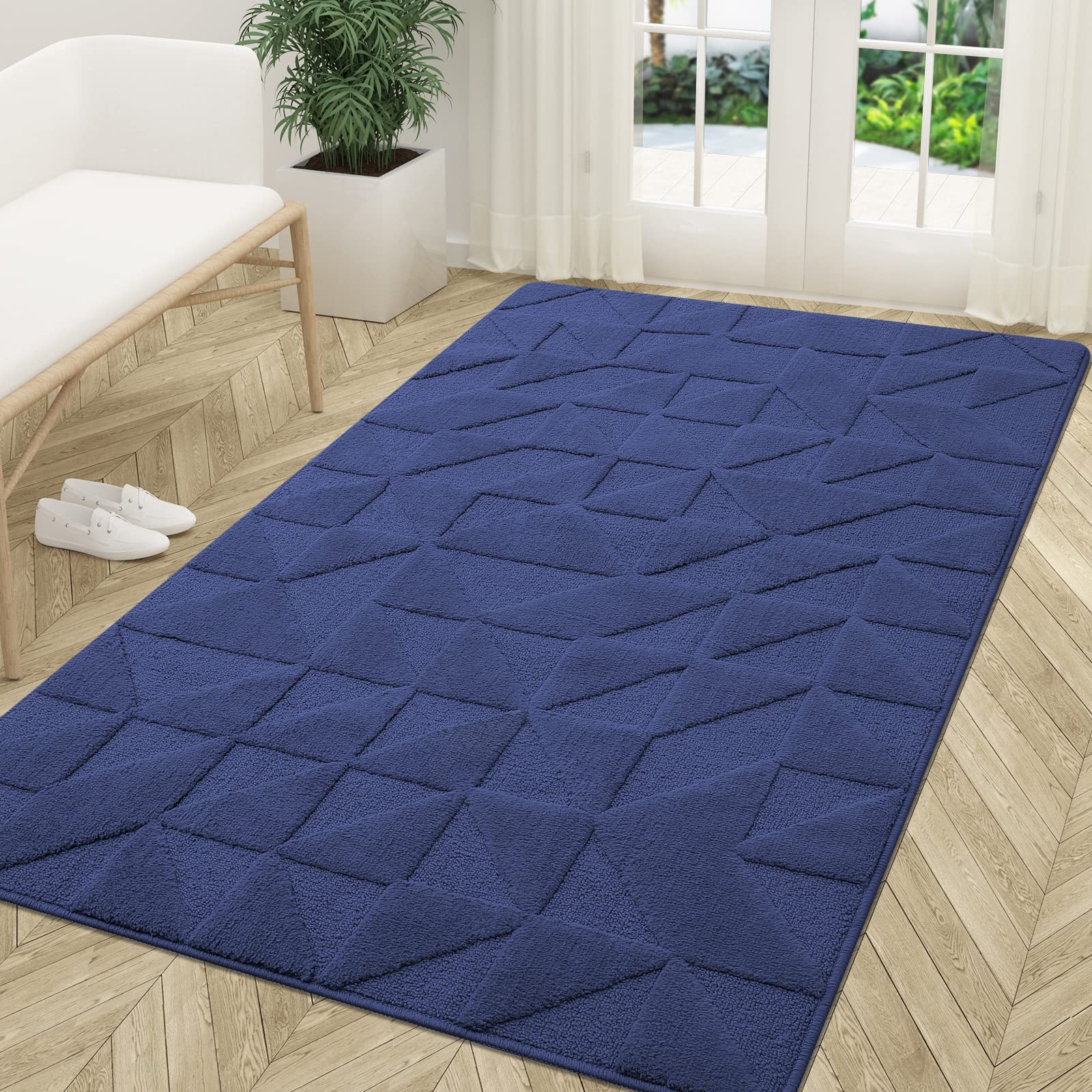 OLANLY Door Mats Indoor, Non-Slip, Absorbent, Dirt Resist, Entrance Washable Mat, Low-Profile Inside Entry Doormat for Entryway (32x20 inches, Grey)