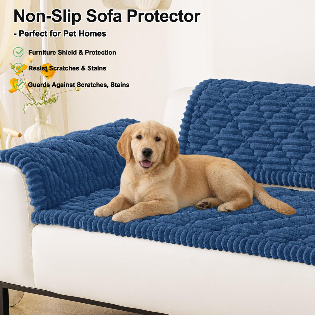 Smiry Pet Couch Cover for Dogs Washable, Non-Slip Fuzzy Couch Covers for 3 Cushion Sofa Pet Friendly, Soft Thick Furniture Protector Sofa Slipcover Mat for Dogs (Camel, 27.6" x 59")