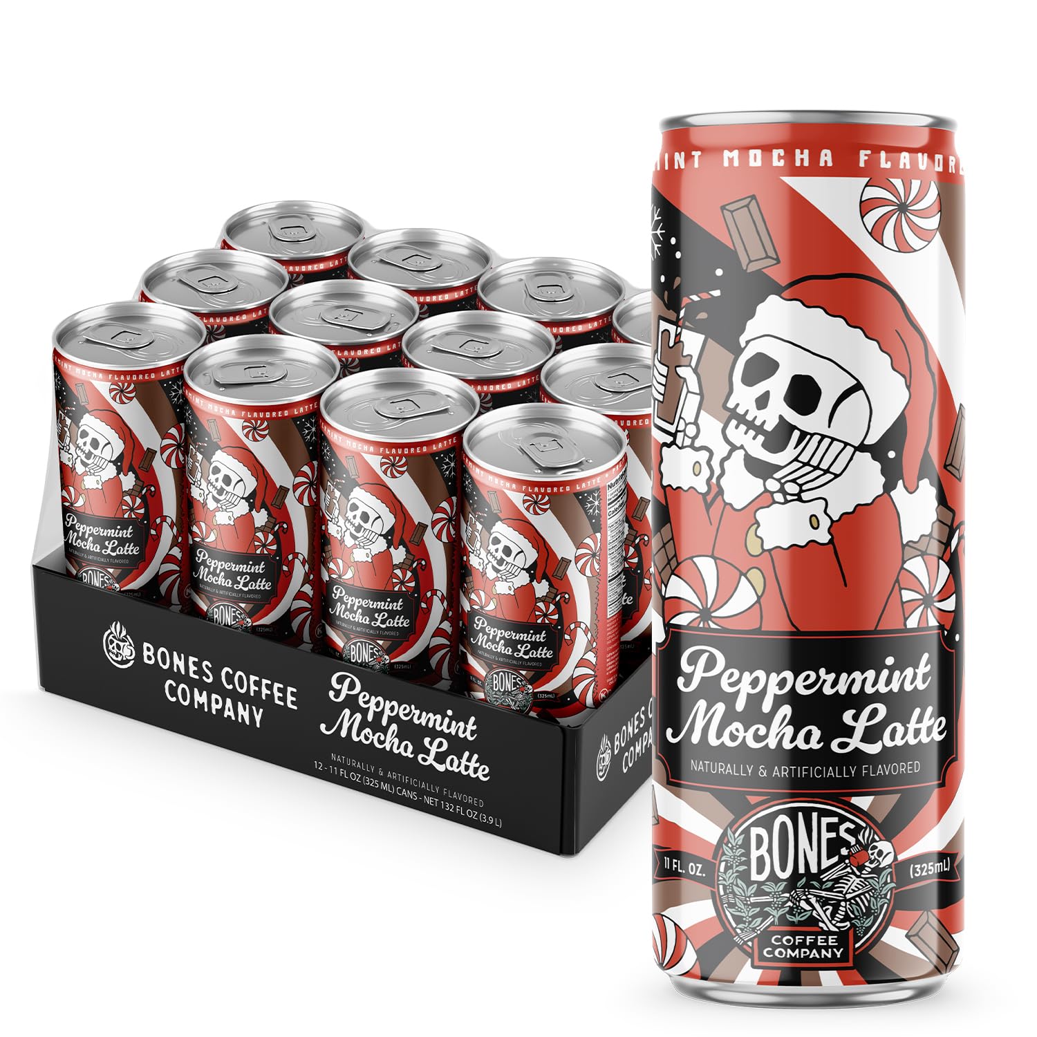 Bones Coffee Company S'mores Iced Coffee Latte - S'mores Flavored Canned Coffee Drink - 12 Pack Cans - 11 Oz Each
