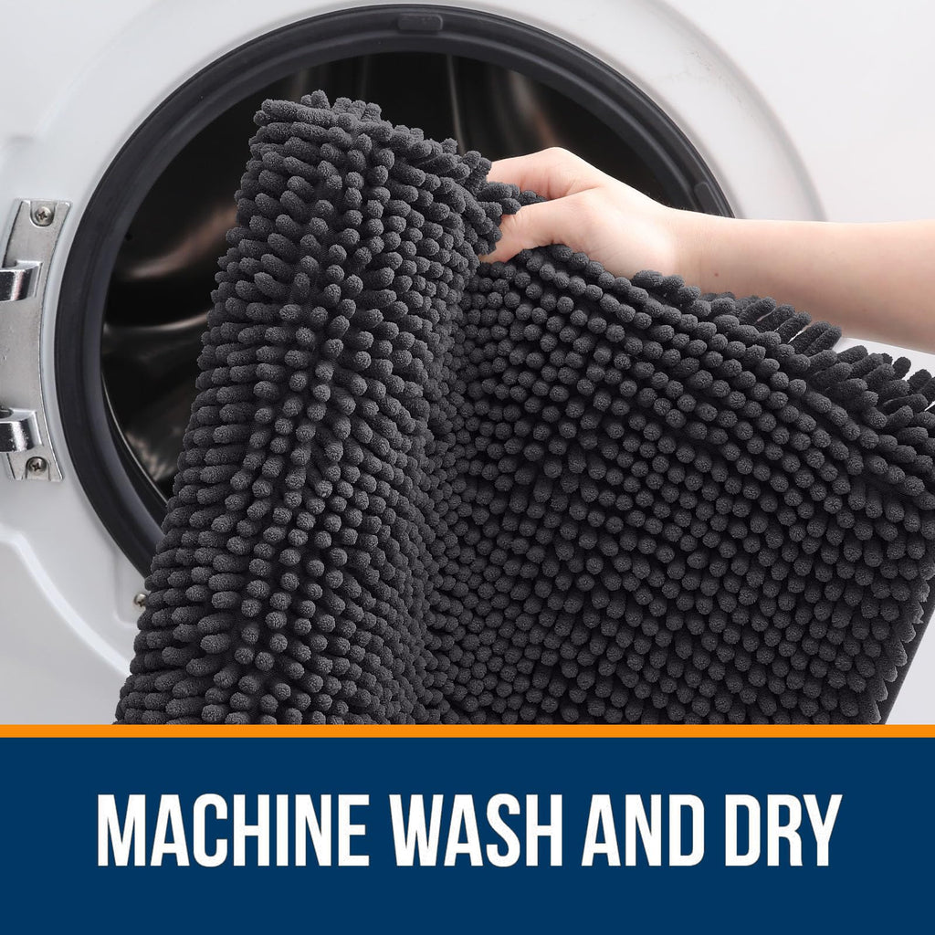 OLANLY 30-inch Round Bathroom Rugs, Extra Soft and Absorbent Chenille Bath Rugs, Quick Dry Machine Washable Bath Mats for Bathroom Floor, Tub and Shower, Home Decor Accessories, Grey