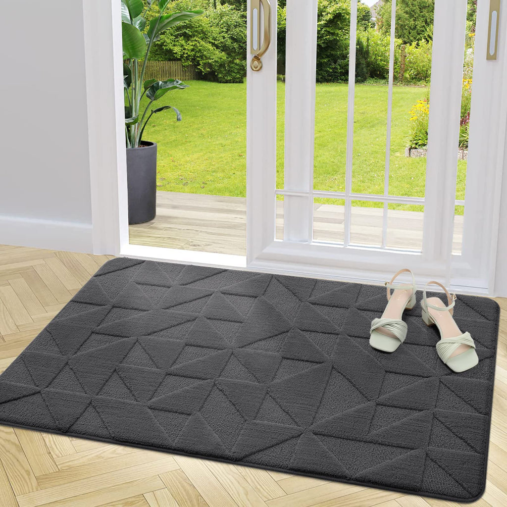 OLANLY Door Mats Indoor, Non-Slip, Absorbent, Dirt Resist, Entrance Washable Mat, Low-Profile Inside Entry Doormat for Entryway (32x20 inches, Grey)
