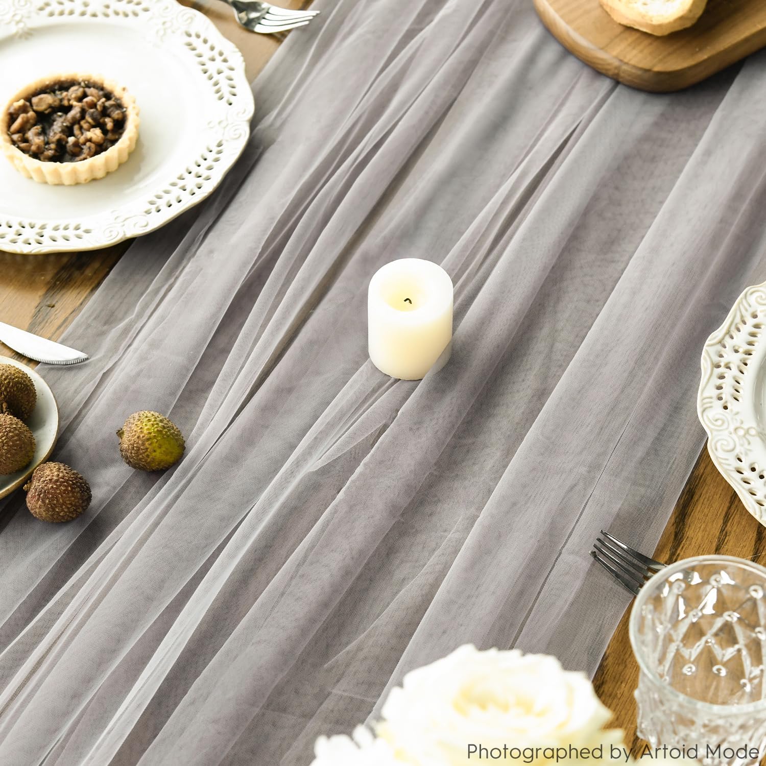 Artoid Mode Red Gauze Table Runner 120 Inch 10FT, Seasonal Sheer Kitchen Dining Holiday Wedding Birthday Baby Shower Table Decor for Home Party