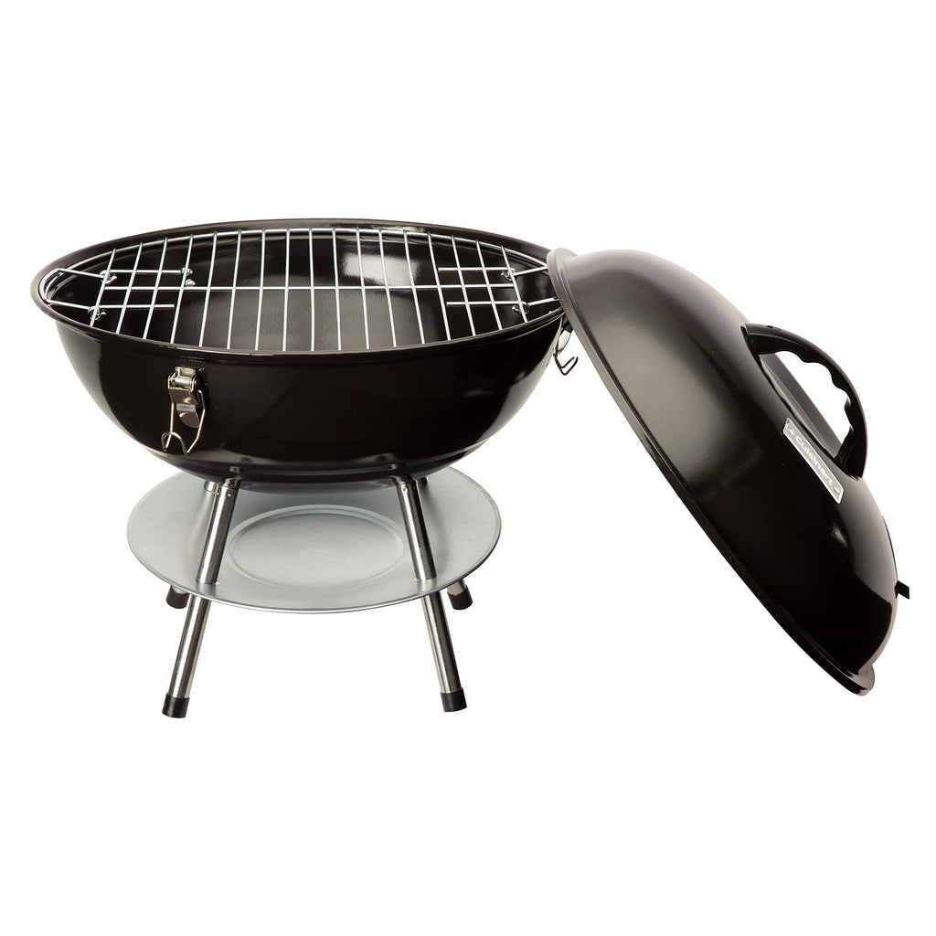 Cuisinart 14" Portable Charcoal Grill, Tabletop Outdoor Small Grill with Locking Lid and Dual Vents, Chrome Plated Travel Size BBQ Perfect for Camping, Tailgates, Cookouts, Red