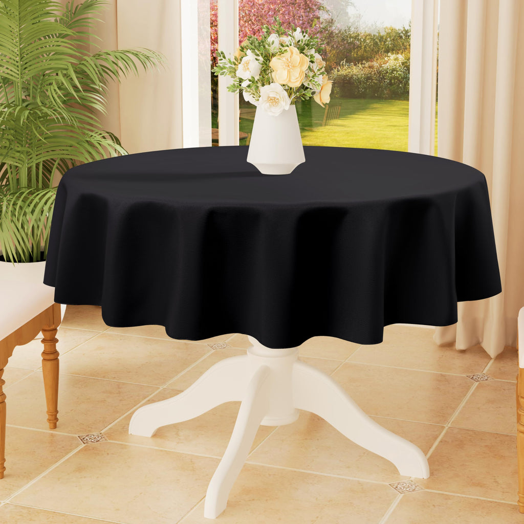Smiry Rectangle Table Cloth, Waterproof Anti-Scratch Polyester Tablecloth, Decorative Washable Fabric Table Cover for Dining, Buffet, Parties and Outdoor, 60x84, Black