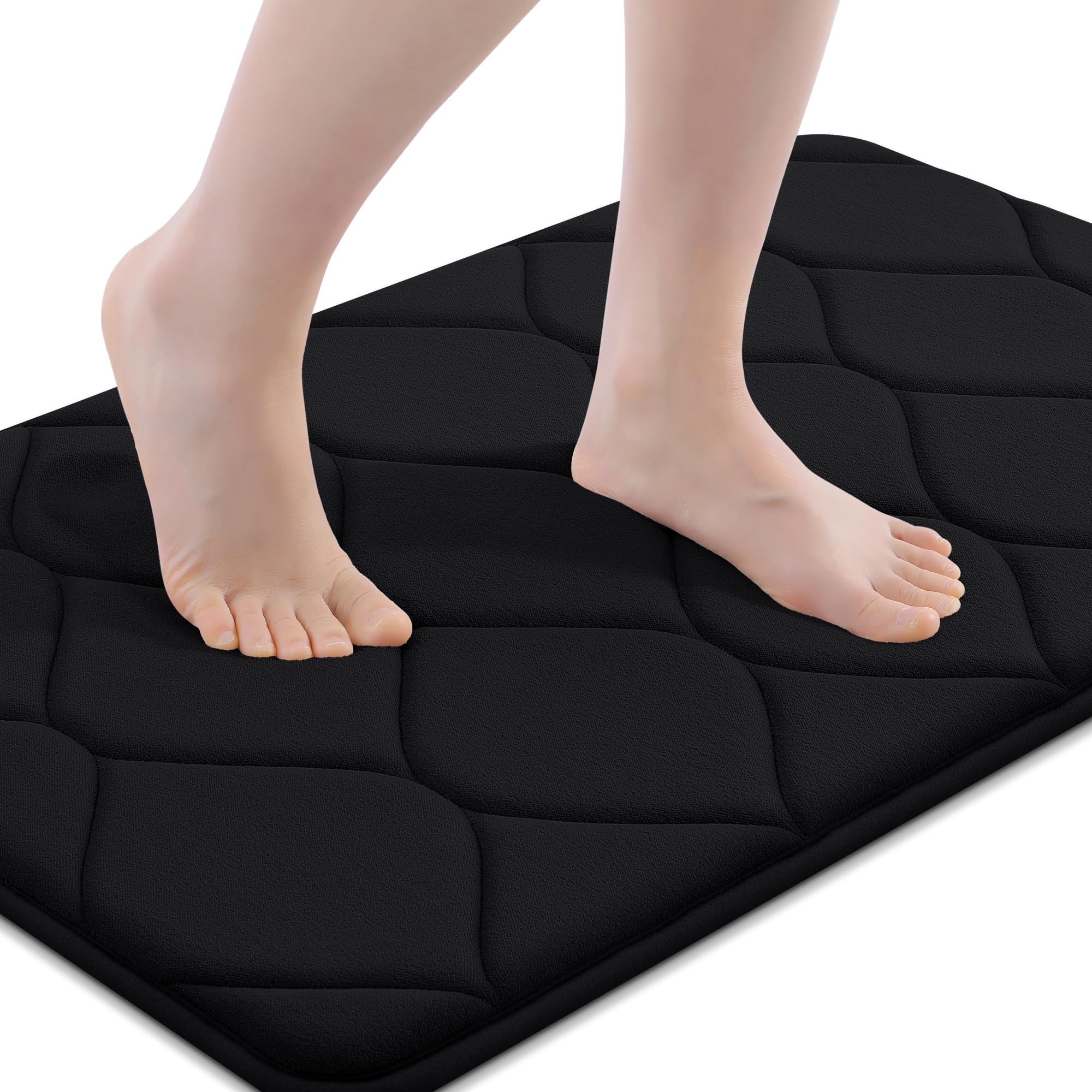 Smiry Memory Foam Bath Mat 30''x20'', Ultra Soft Non-Slip Bathroom Rug, Plush Water Absorbent Quick Dry and Machine Washable Floor Mat for Shower, Tub & Home Decor, Grey