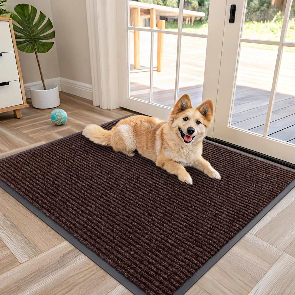 OLANLY Front Door Mat Indoor Outdoor Entrance, Waterproof Heavy Duty Doormat, Fade Resistant, Low Profile, Easy Clean Patio Porch Welcome Floor Mats for Entry, 29.5x17, Grey