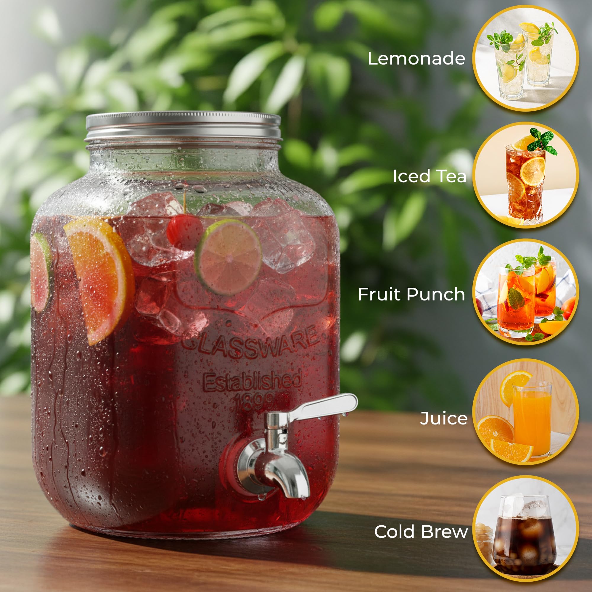 Zulay 1 Gallon/128oz Cold Brew Coffee Maker – Thick Glass Pitcher with Stainless Steel Filter, Lid & Spout – Large Mason Jar Container Dispenser - Iced Coffee & Sun Tea Brewer for Fridge – Silver