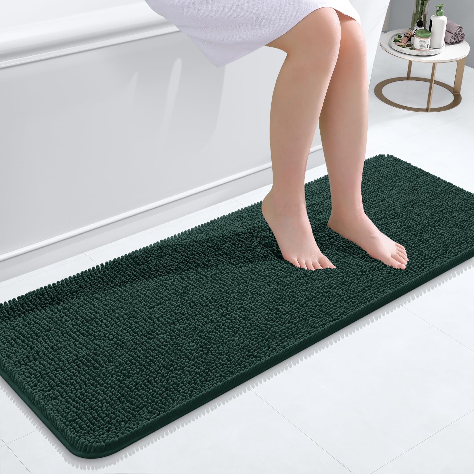 OLANLY Bathroom Rugs 30x20, Extra Soft Absorbent Chenille Bath Rugs, Rubber Backing Quick Dry, Machine Washable Bath Mats for Bathroom Floor, Tub and Shower, Home Decor Accessories, Grey