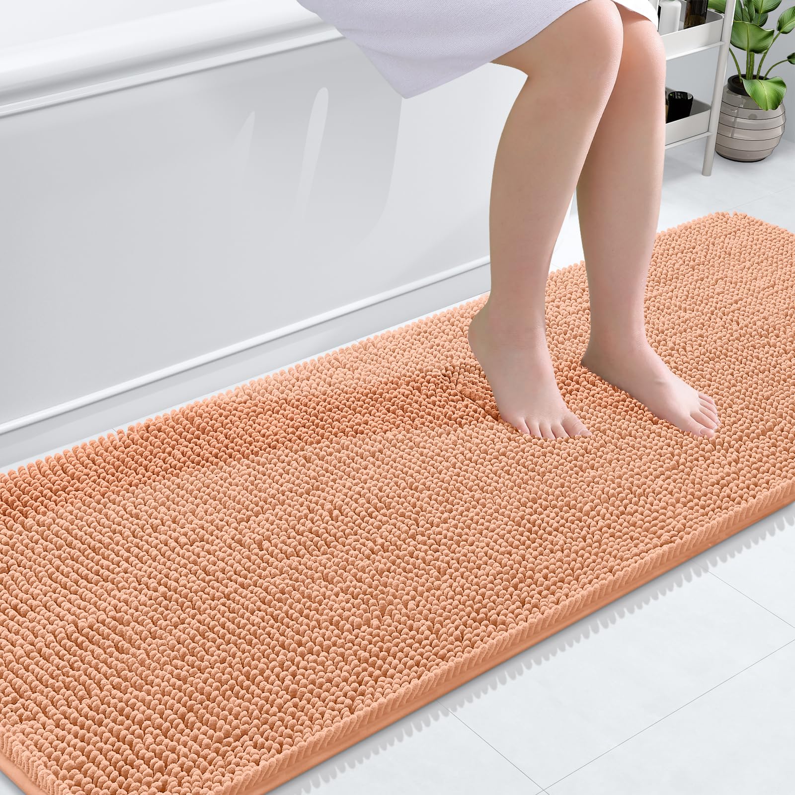OLANLY Bathroom Rugs 30x20, Extra Soft Absorbent Chenille Bath Rugs, Rubber Backing Quick Dry, Machine Washable Bath Mats for Bathroom Floor, Tub and Shower, Home Decor Accessories, Grey