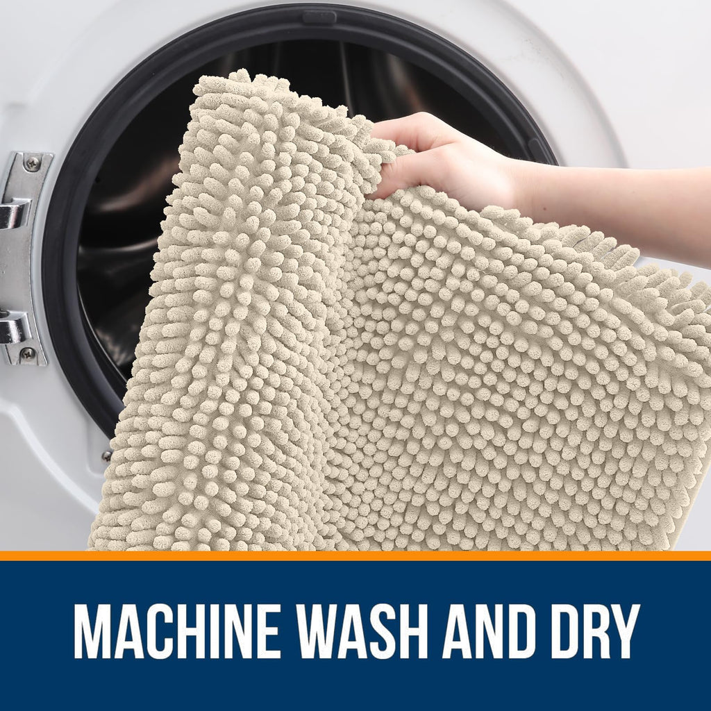 OLANLY Bathroom Rugs Sets 3 Piece, Soft Absorbent Chenille Bath Mats and U-Shaped Contour Toilet Rug, Quick Dry, Home Decor Accessories, Bath Mat Set for Bathroom (30"x20"+24"x16"+24"x20", Grey)