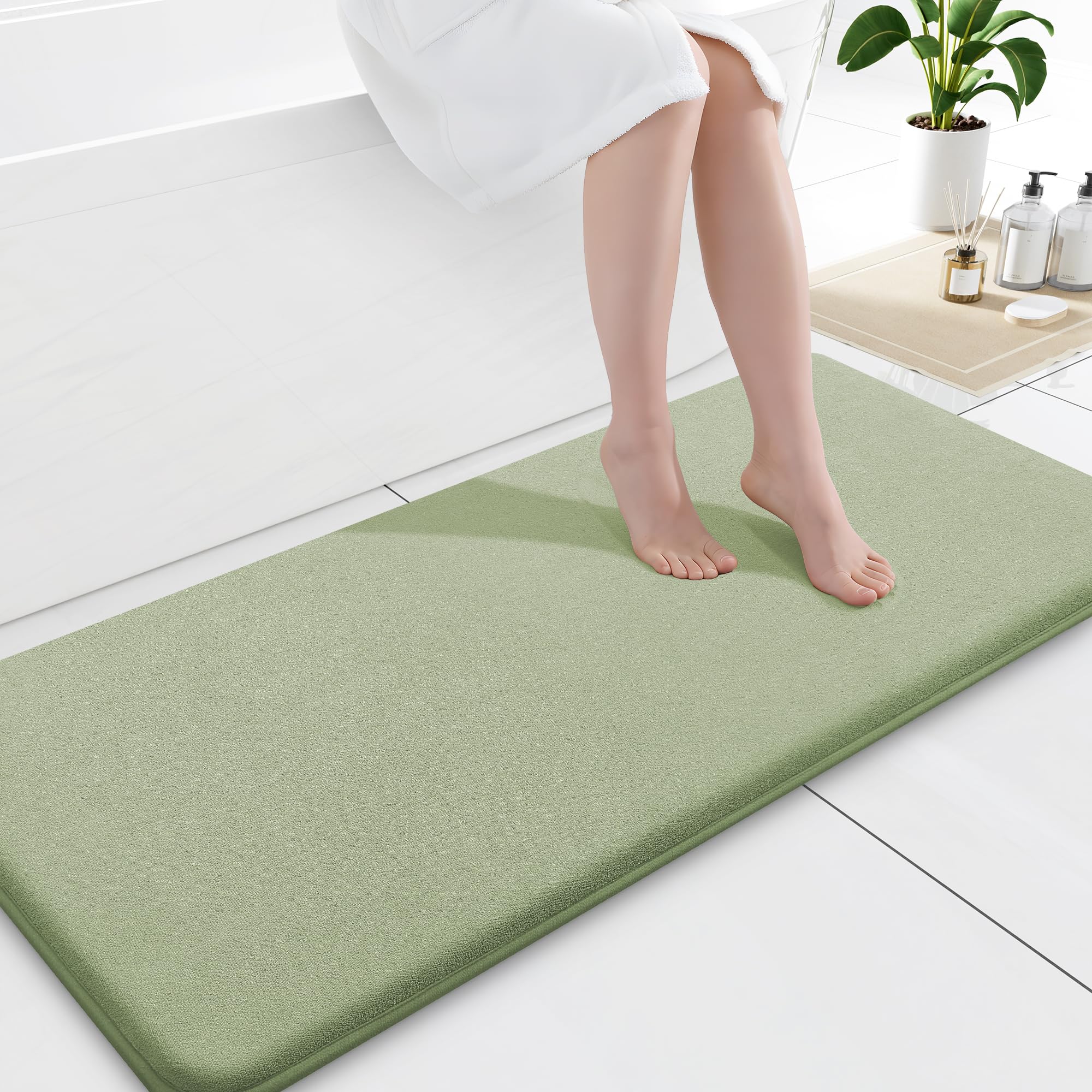 Smiry Memory Foam Bath Mat 30x20, Extra Soft and Absorbent Bathroom Mats, Non Slip Washable Carpet for Floor, Shower and Tub, Black