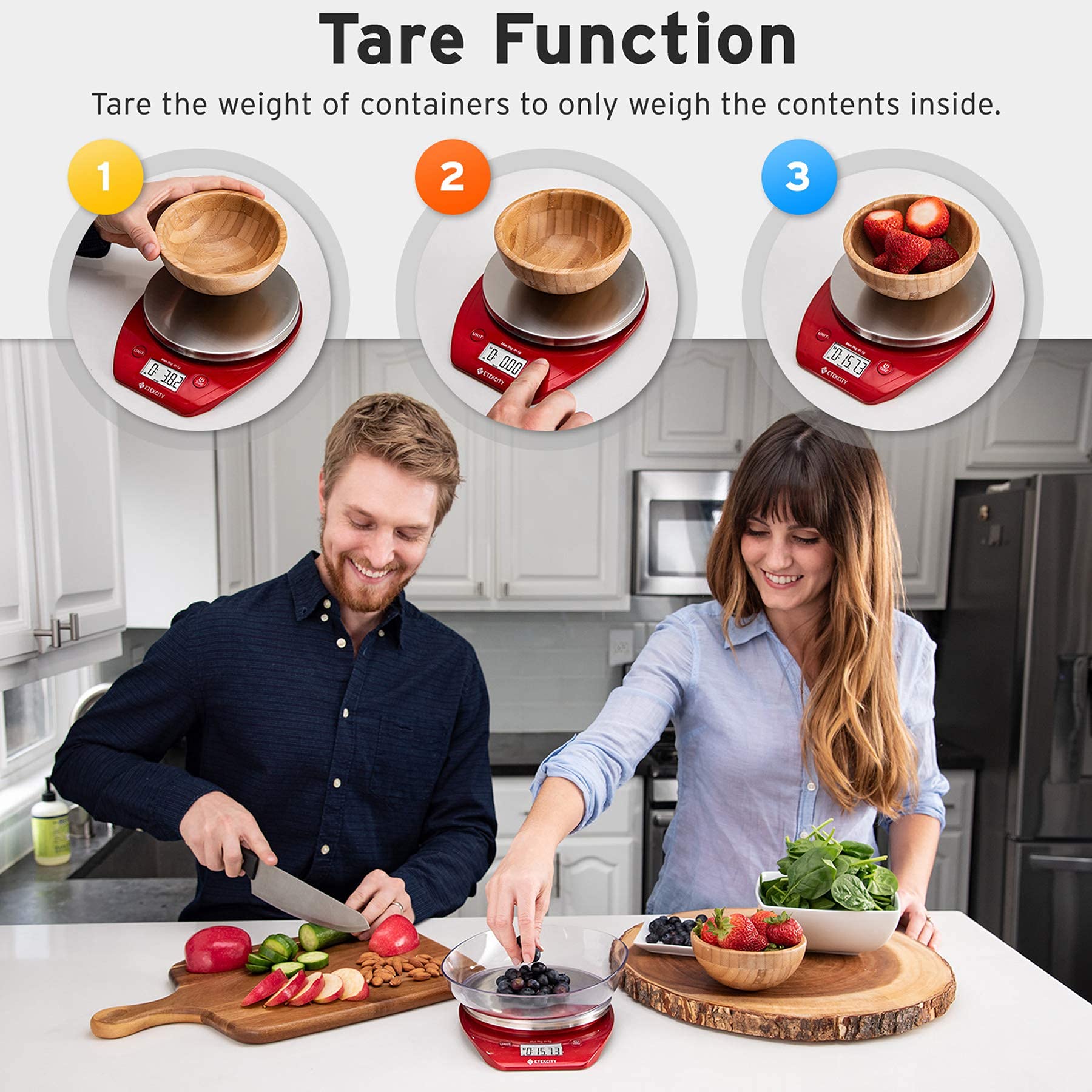 Etekcity 0.1g Food Kitchen Scale, Bowl, Digital Grams and Ounces for Weight Loss, Dieting, Baking, Cooking, and Meal Prep, 11lb/5kg, Stainless Steel Silver