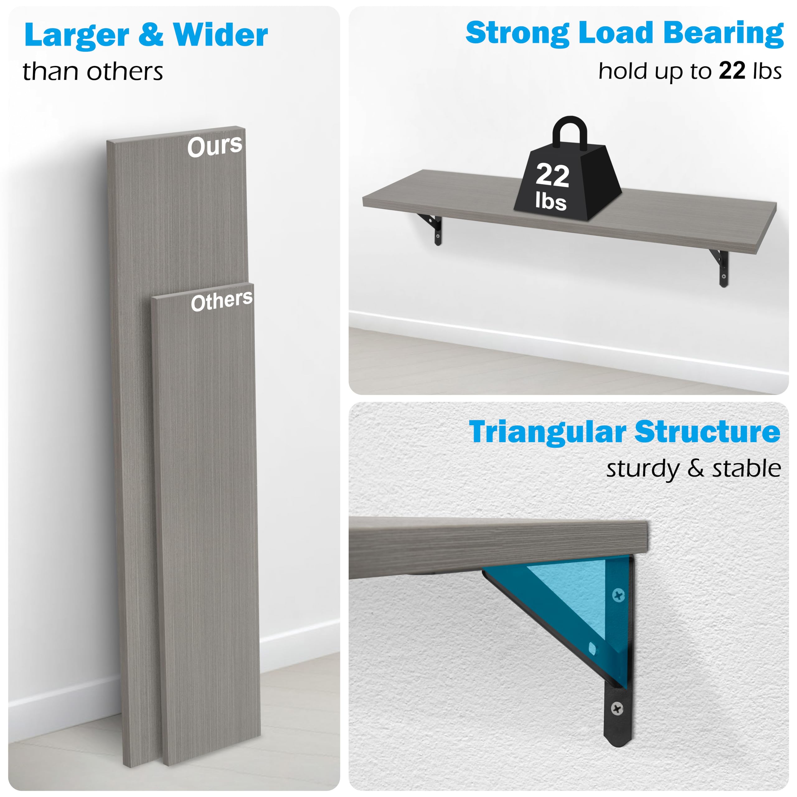RedCall Floating Shelves for Wall,31.5 Inch Wall Mounted Shelves Set of 2,Long Board Shelves for Bedroom,Living Room, Bathroom & Kitchen Storage with Metal Brackets (Black)