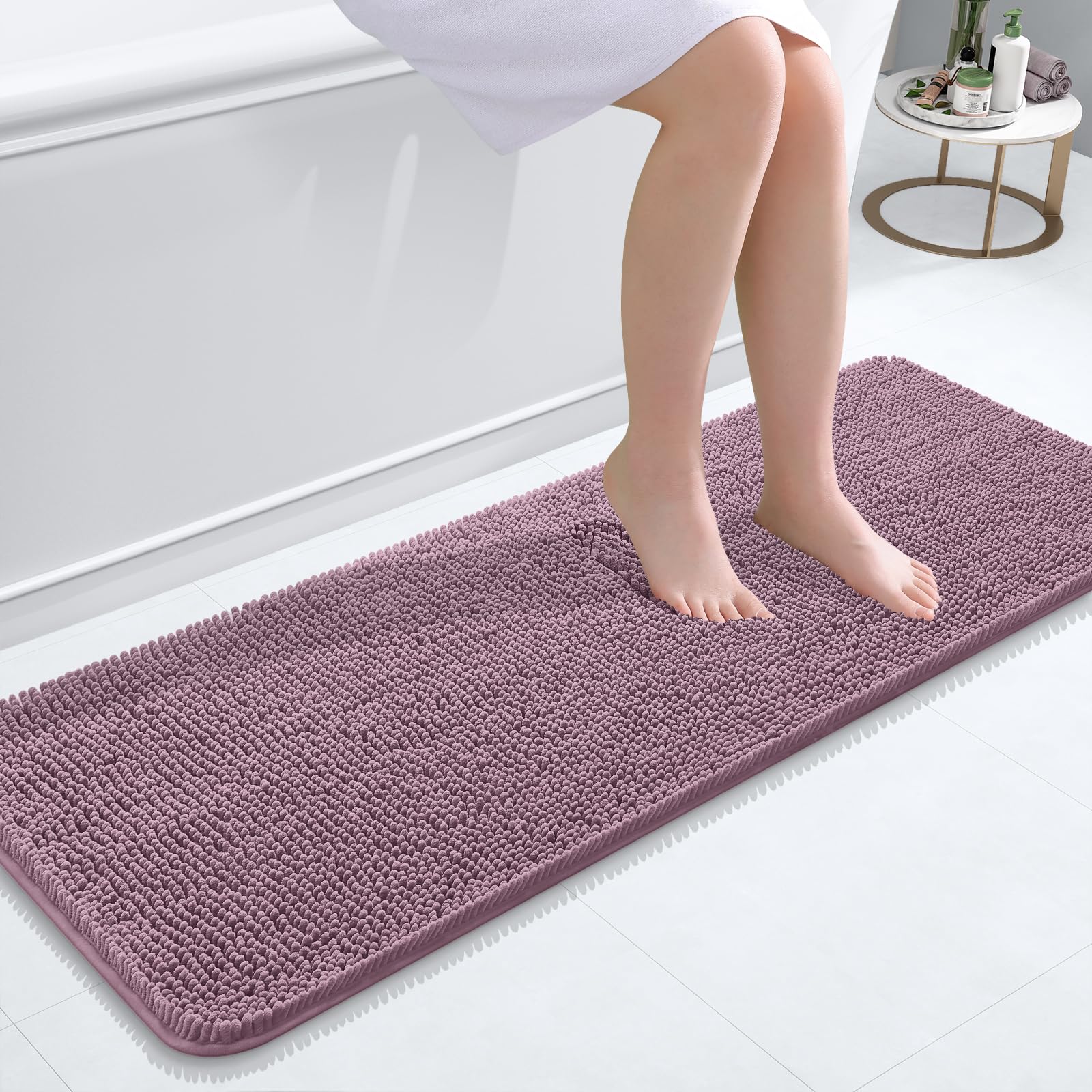 OLANLY Bathroom Rugs 30x20, Extra Soft Absorbent Chenille Bath Rugs, Rubber Backing Quick Dry, Machine Washable Bath Mats for Bathroom Floor, Tub and Shower, Home Decor Accessories, Grey