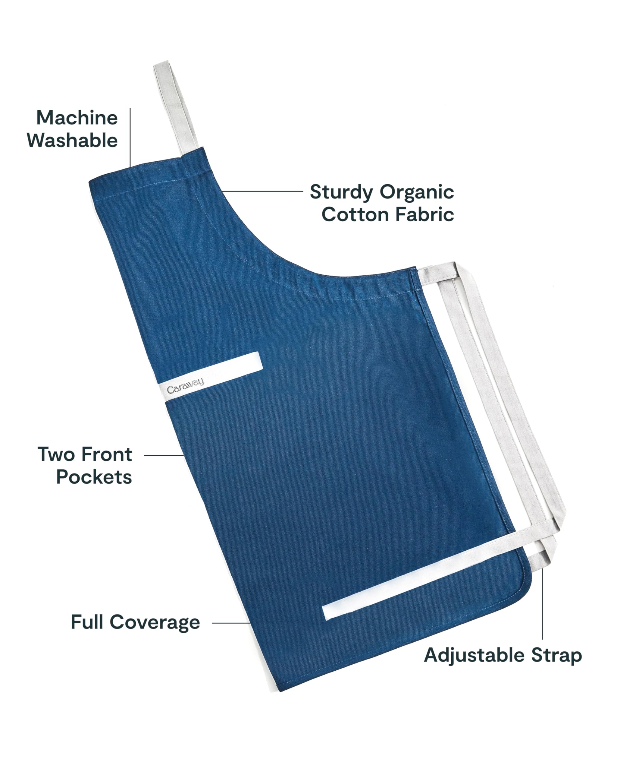 Caraway Apron - 100% Organic Cotton Apron - Features 2 Pockets & Adjustable Neck Strap