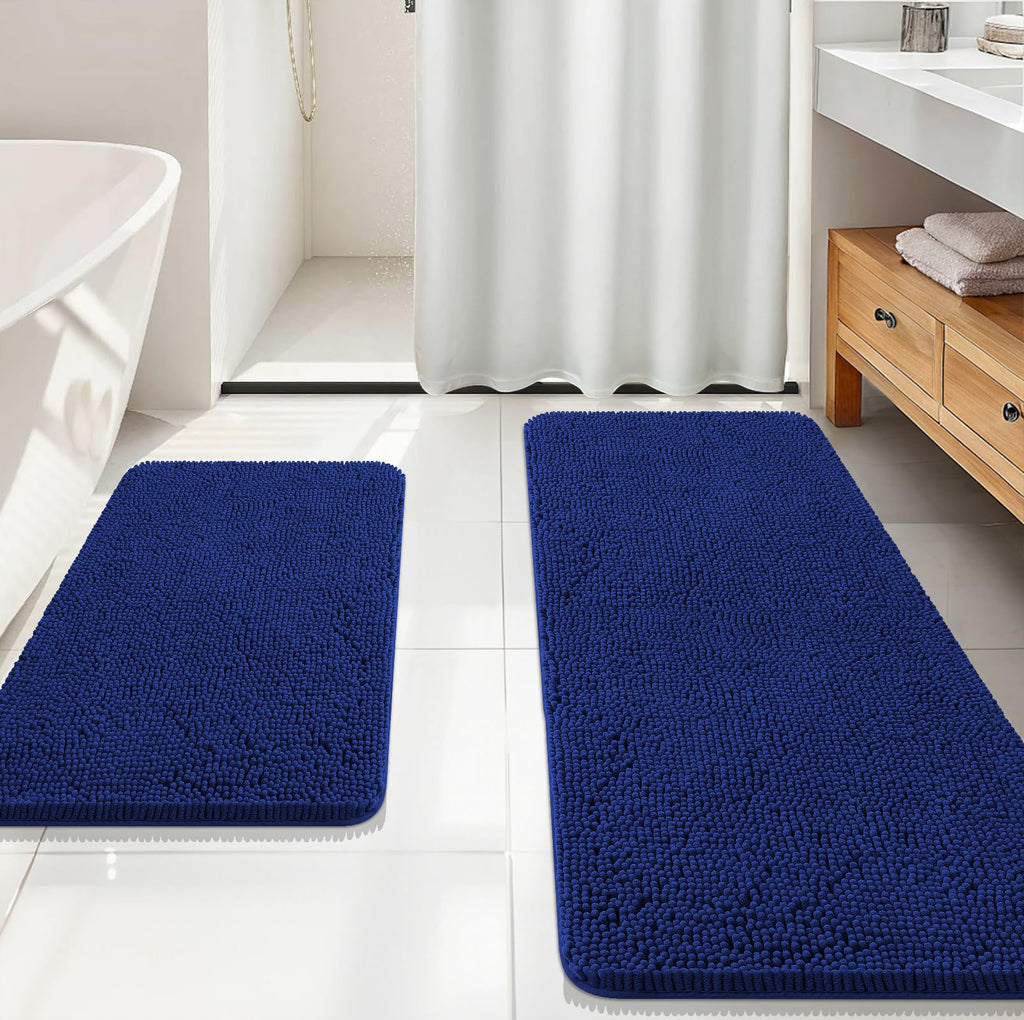 OLANLY Bathroom Rugs Sets 2 Piece, Soft Absorbent Chenille Bath Mats and U-Shaped Contour Toilet Mat Area Rug Set, Machine Washable Bath Carpet, Home Decor Accessories(30"x20"+24"x20", Grey)