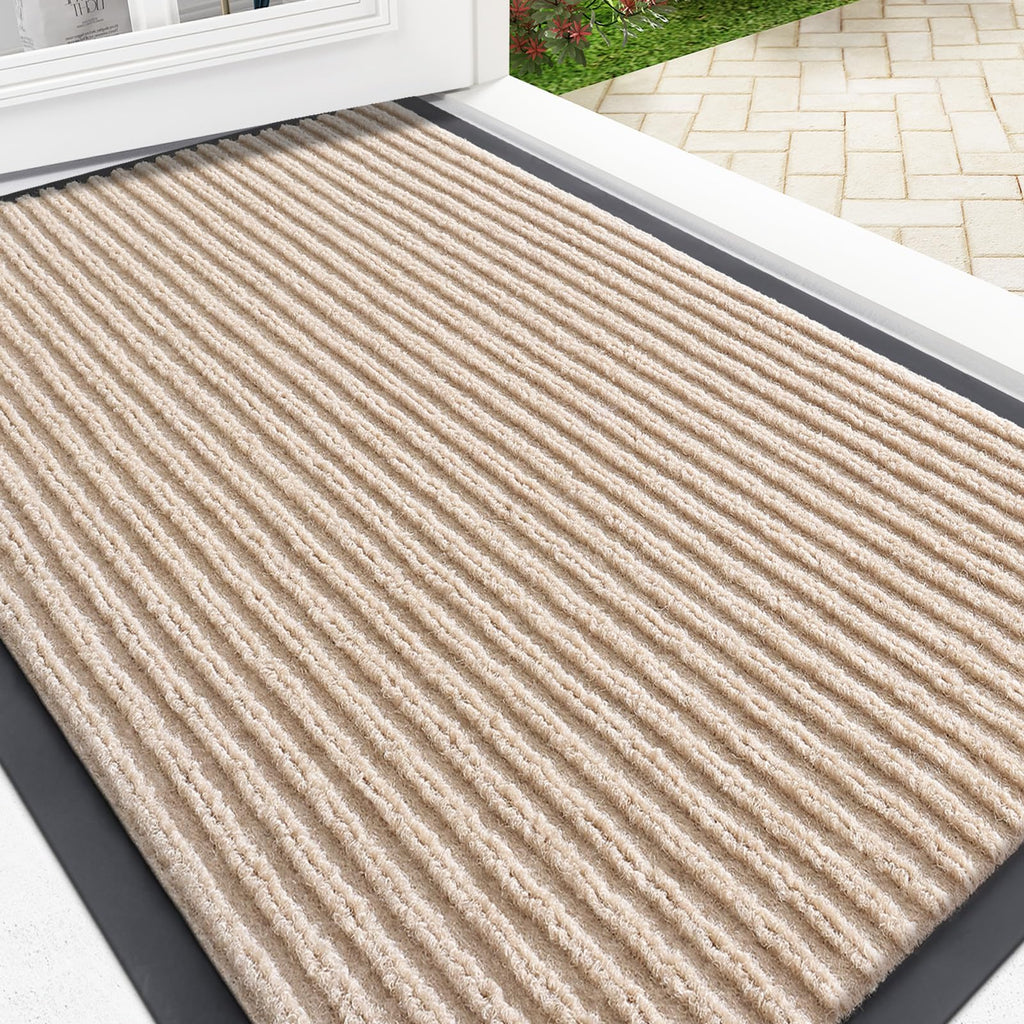 OLANLY Front Door Mat Indoor Outdoor Entrance, Waterproof Heavy Duty Doormat, Fade Resistant, Low Profile, Easy Clean Patio Porch Welcome Floor Mats for Entry, 29.5x17, Grey