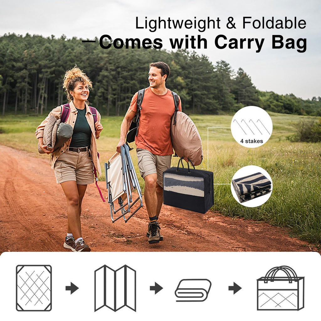 OLANLY Waterproof Outdoor Rug 5x8 ft, Reversible Outdoor Plastic Straw Rug with Leaf Pattern, RV Mat, Indoor Outdoor Carpet for Patio, Camping, Balcony, Deck, Backyard, Grey & White