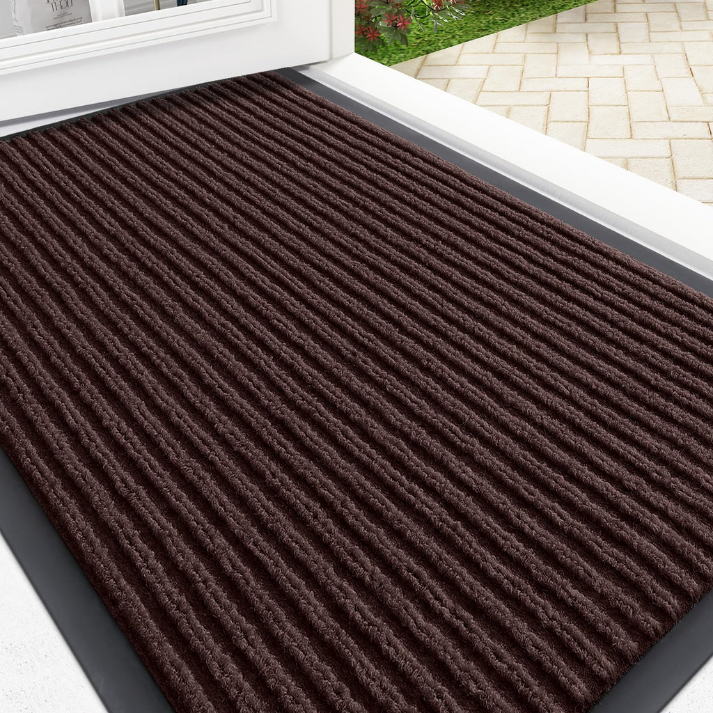 OLANLY Front Door Mat Indoor Outdoor Entrance, Waterproof Heavy Duty Doormat, Fade Resistant, Low Profile, Easy Clean Patio Porch Welcome Floor Mats for Entry, 29.5x17, Grey