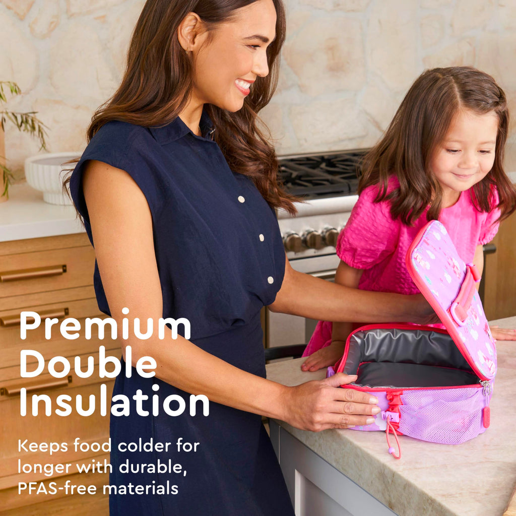 Bentgo Kids Lunch Bag - Durable, Double-Insulated Lunch Bag for Kids 3+; Holds Lunch Box, Water Bottle, & Snacks; Easy-Clean Water-Resistant Fabric & Multiple Zippered Pockets (Mermaid)